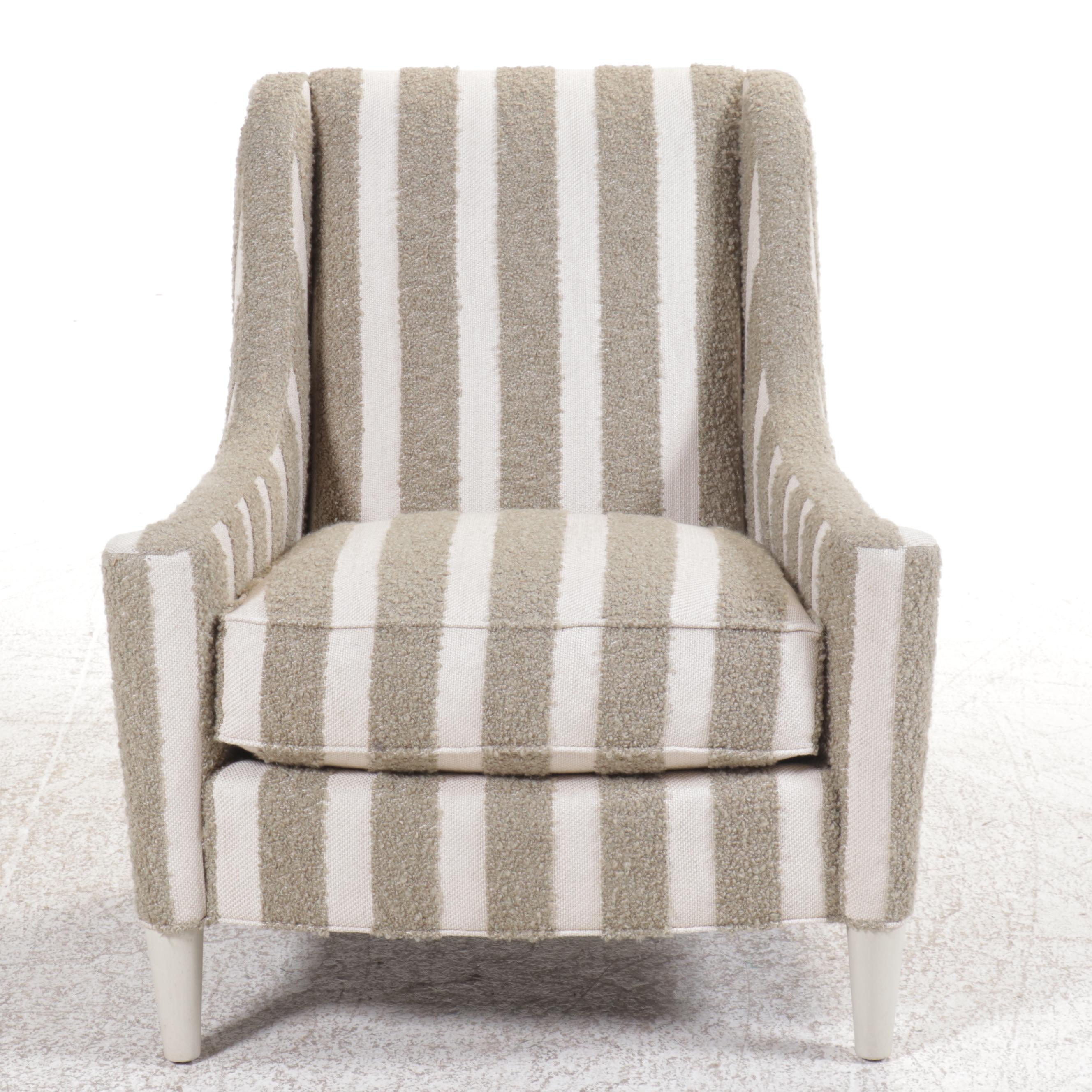 Vanguard Furniture Contemporary Bouclé Striped Fabric Upholstered Armchair