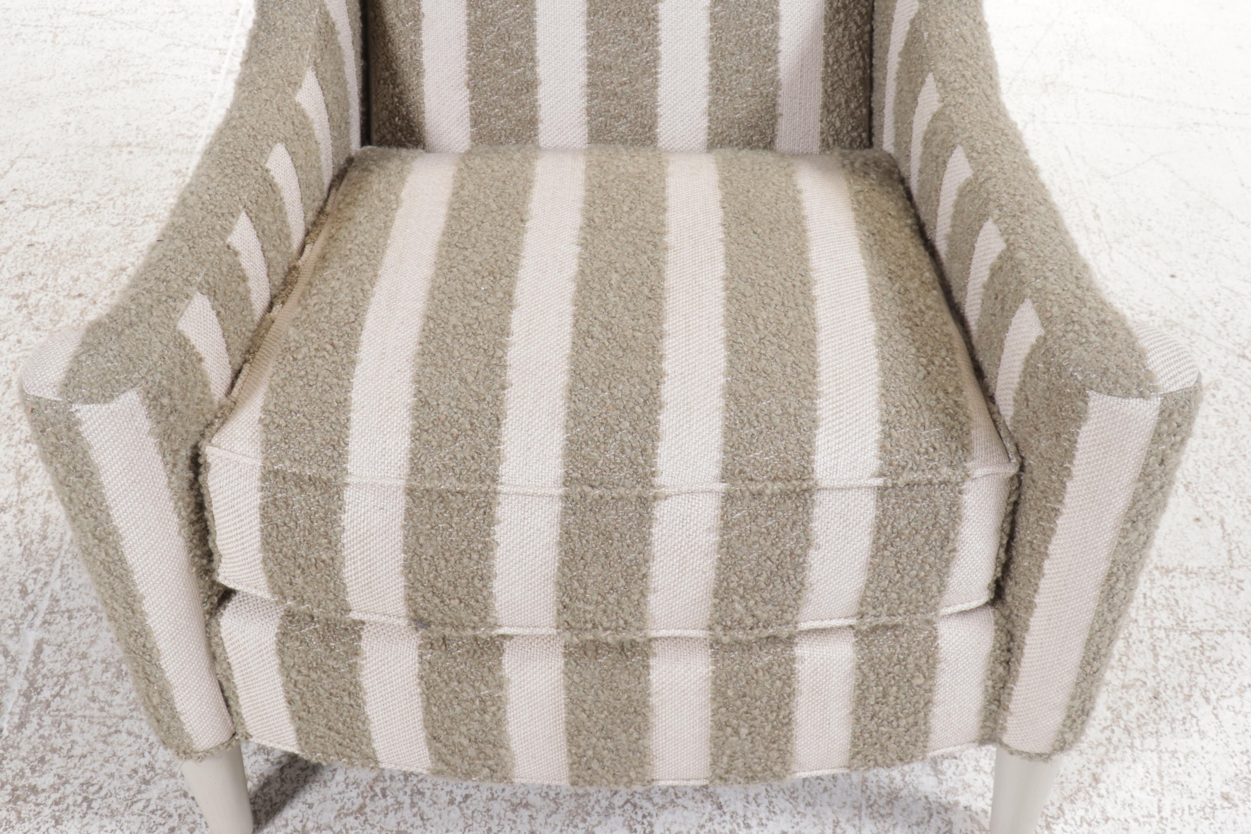 Vanguard Furniture Contemporary Bouclé Striped Fabric Upholstered Armchair