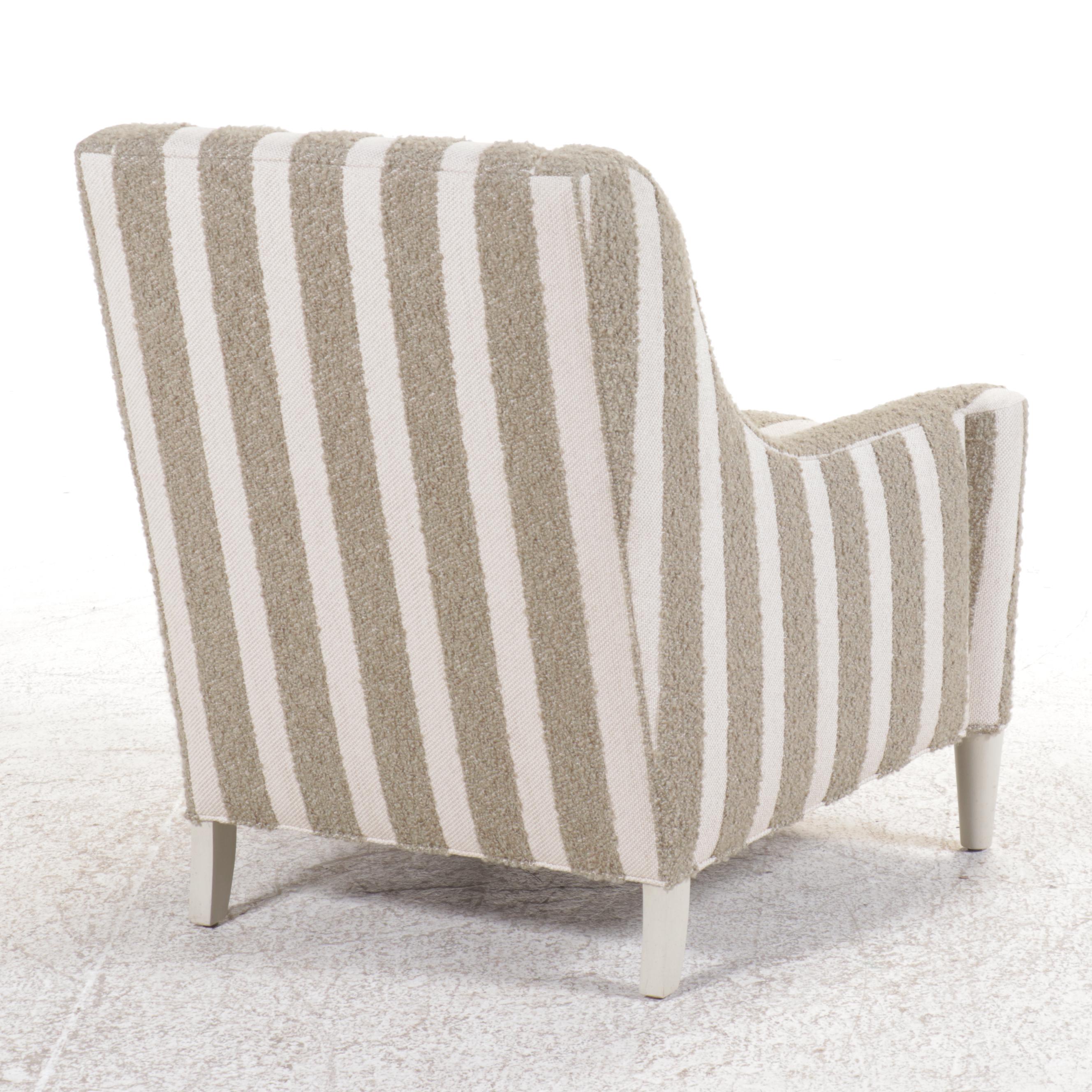 Vanguard Furniture Contemporary Bouclé Striped Fabric Upholstered Armchair