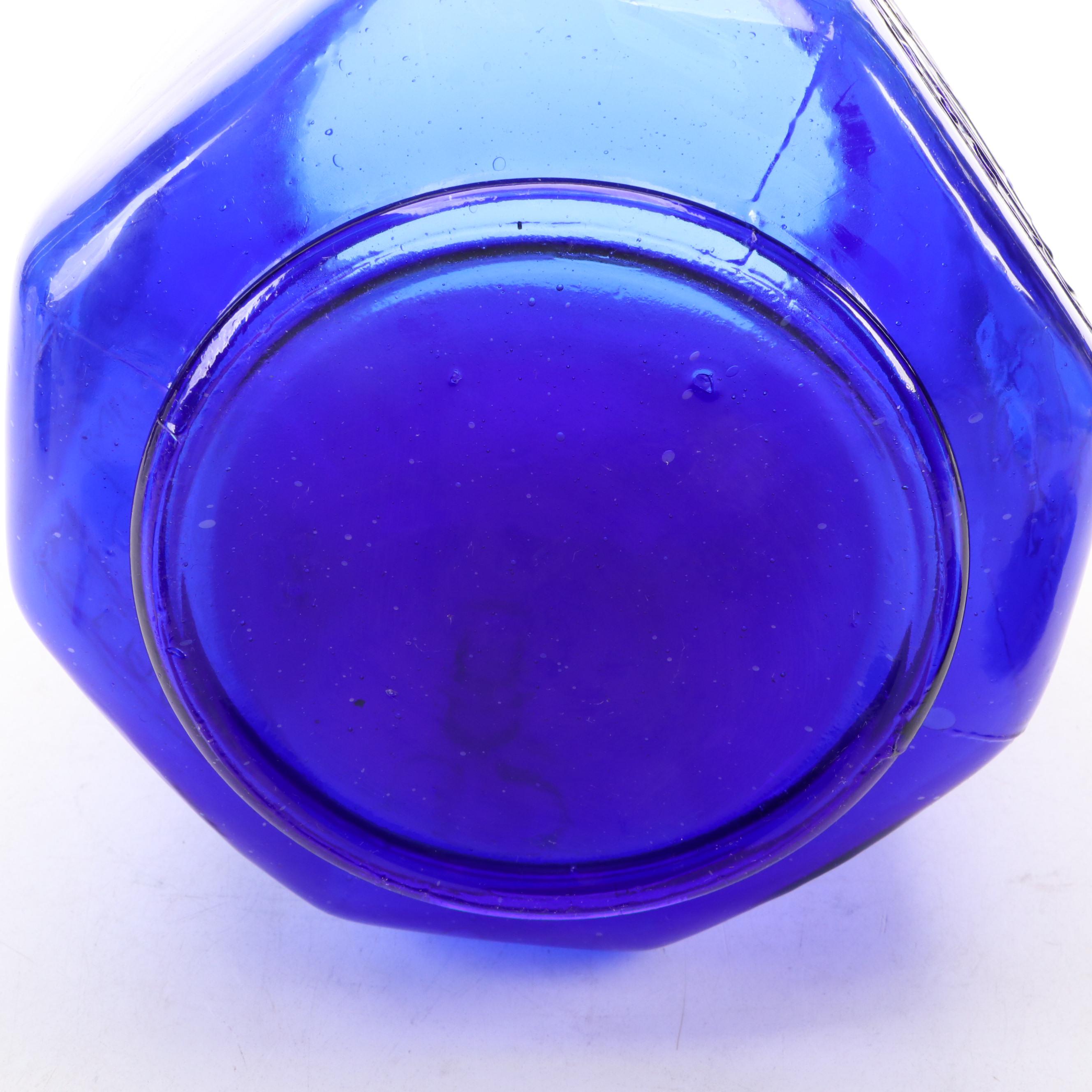 Vintage Planters Peanuts Cobalt Glass Jar with Mr. Peanut Shakers