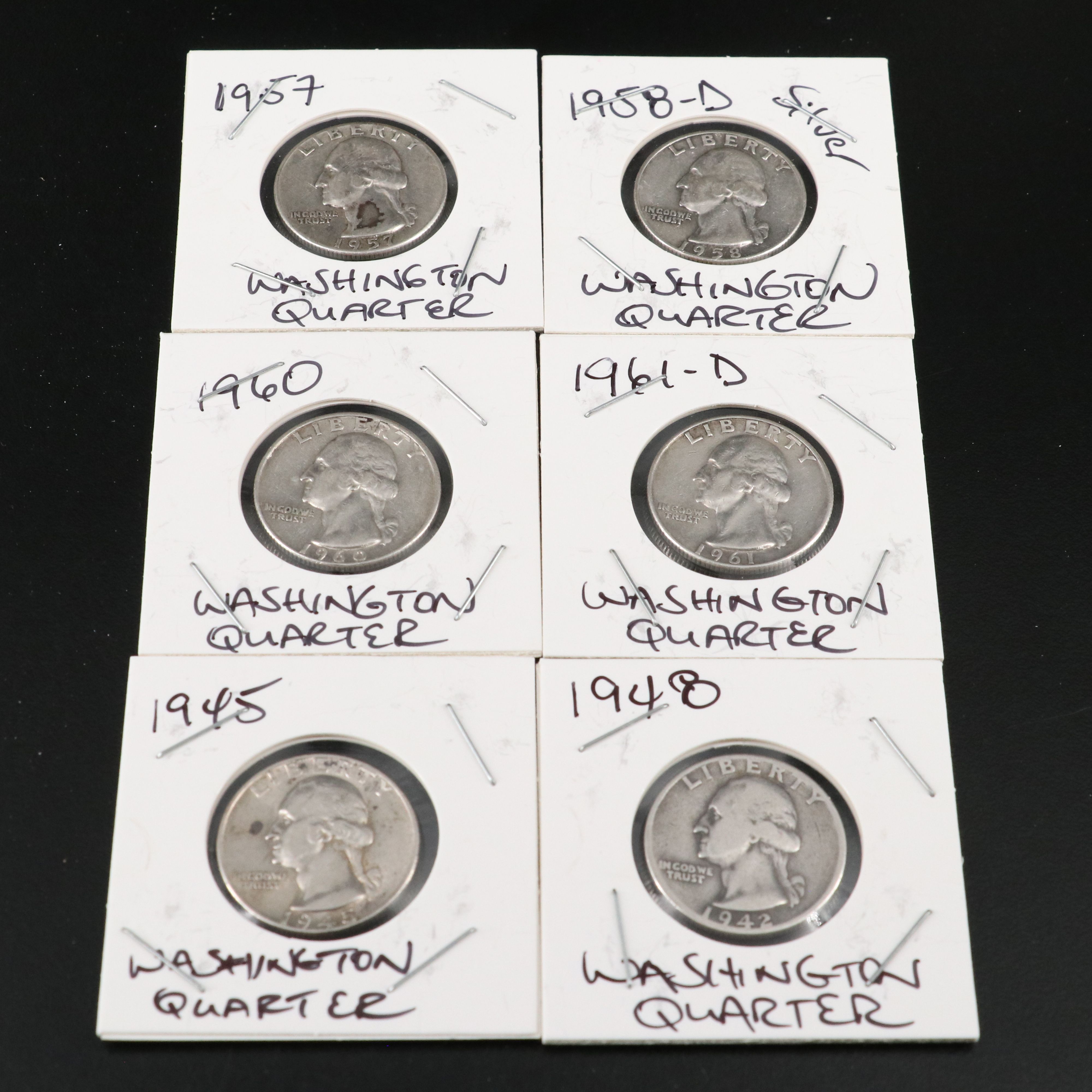 Thirty-Two U.S. Silver Quarters and Twelve Buffalo Nickels