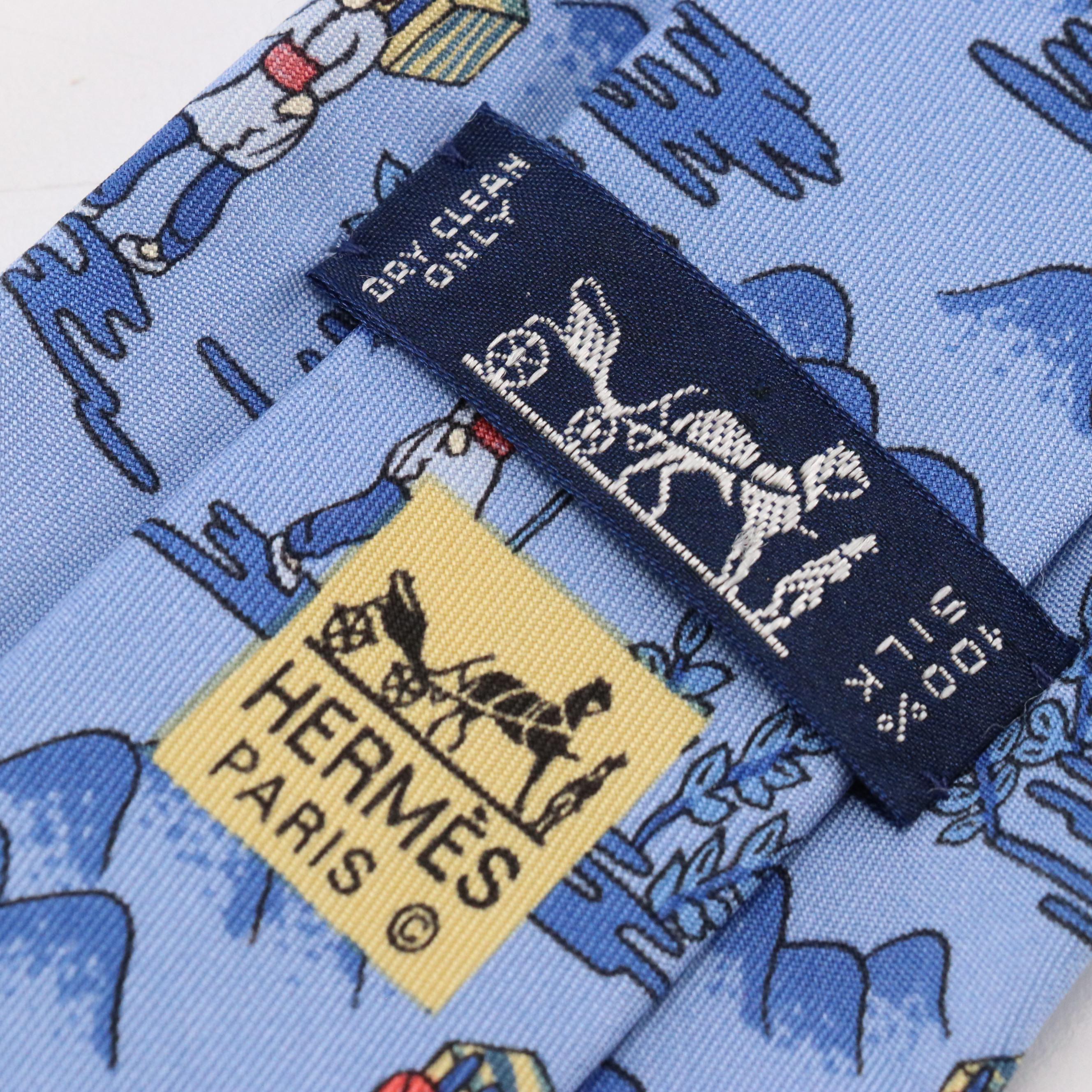 Hermès Mountain Traveler Motif Silk Twill Necktie