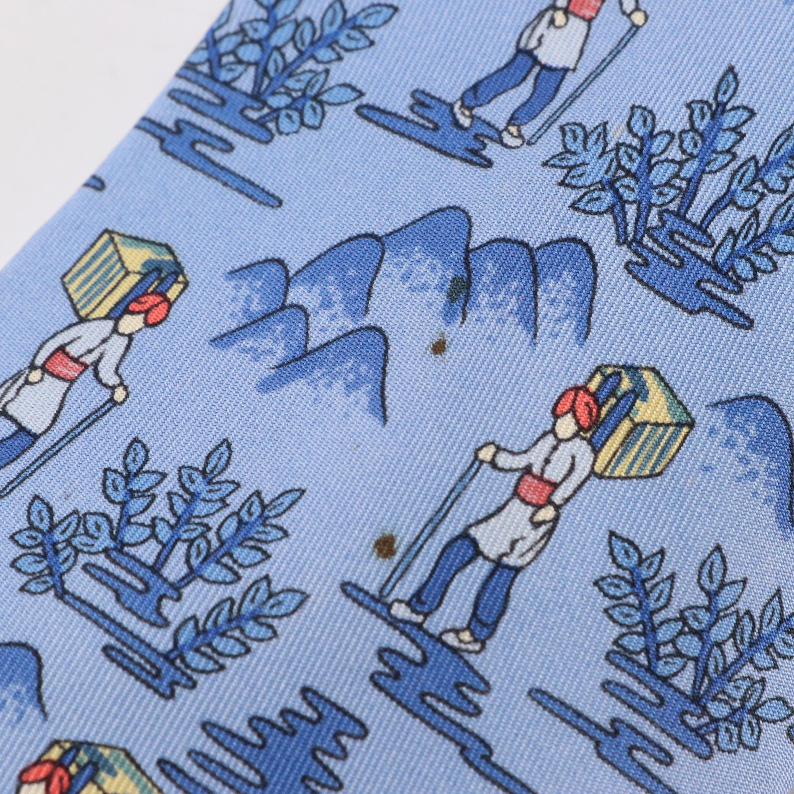 Hermès Mountain Traveler Motif Silk Twill Necktie