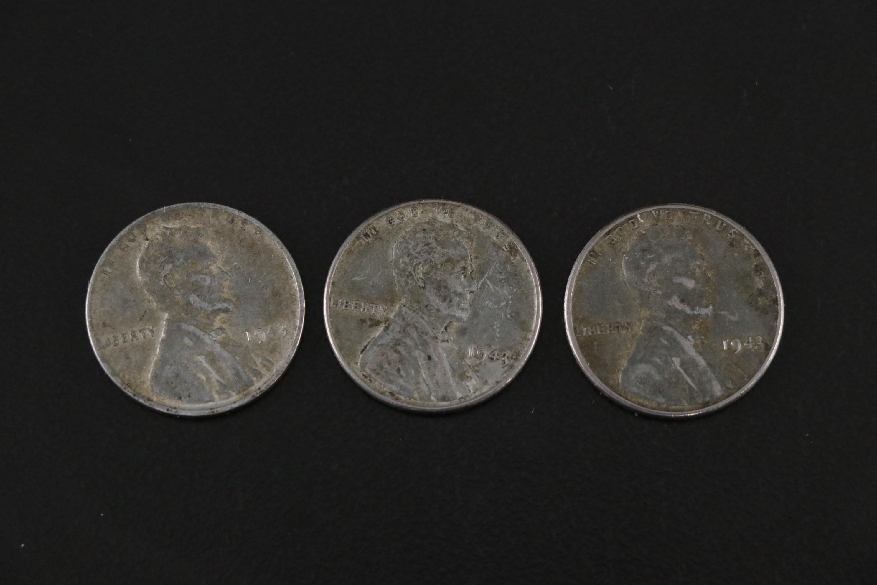 Three Peace Dollars, One 1964 Kennedy Half Dollar, and Other US Coins