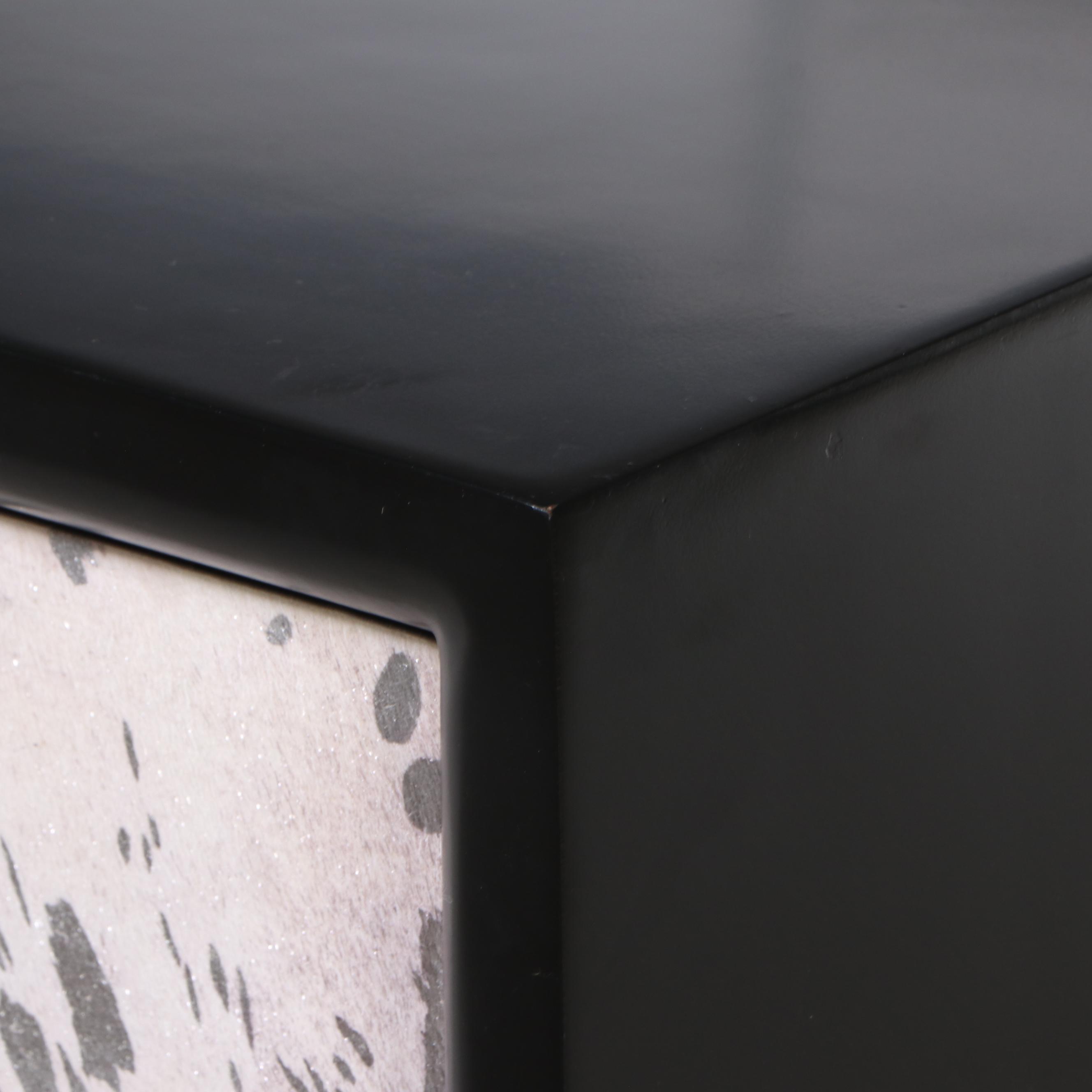 Sherrill Furniture Co. Metallic Cow Hide Clad Black-Painted Wood Cabinet