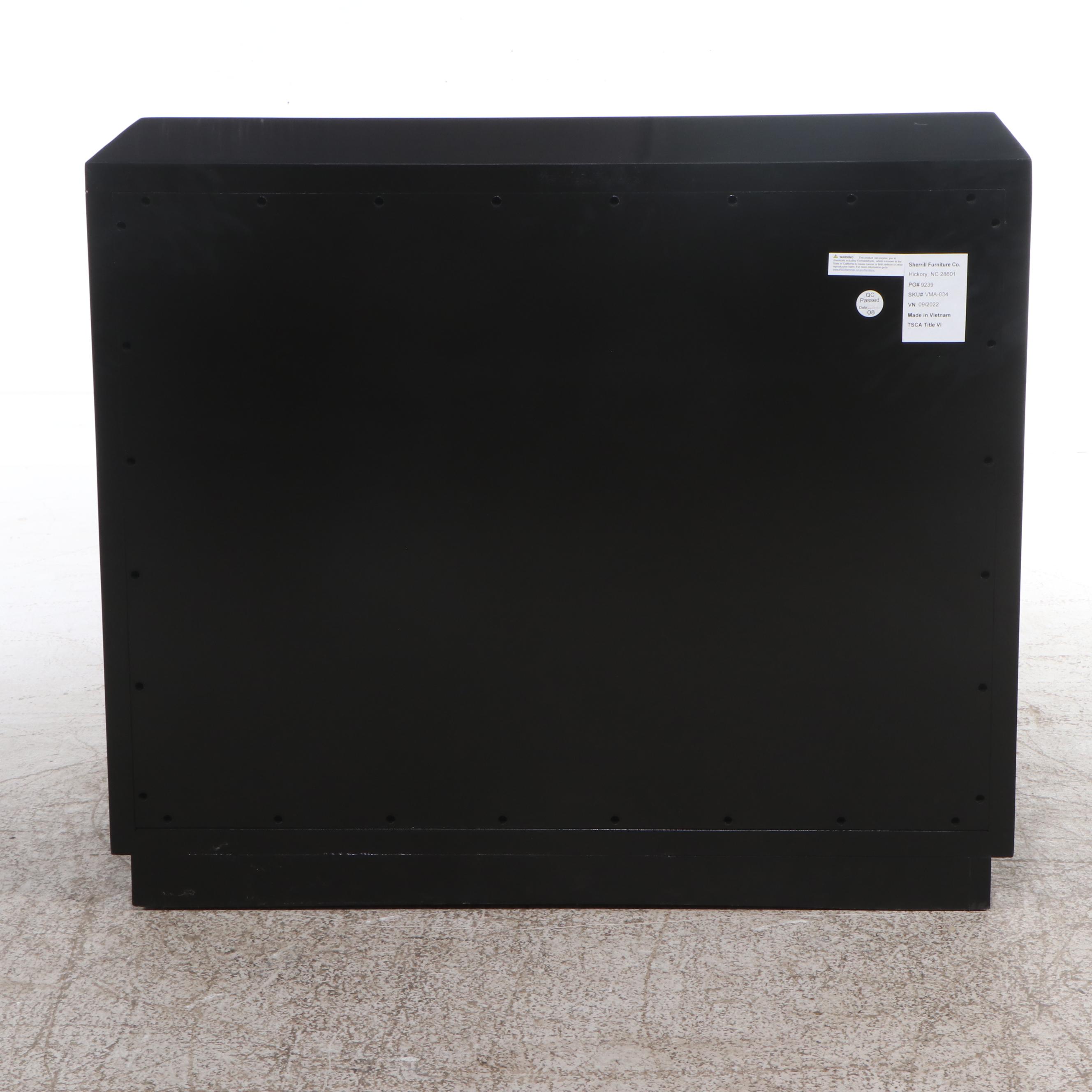 Sherrill Furniture Co. Metallic Cow Hide Clad Black-Painted Wood Cabinet