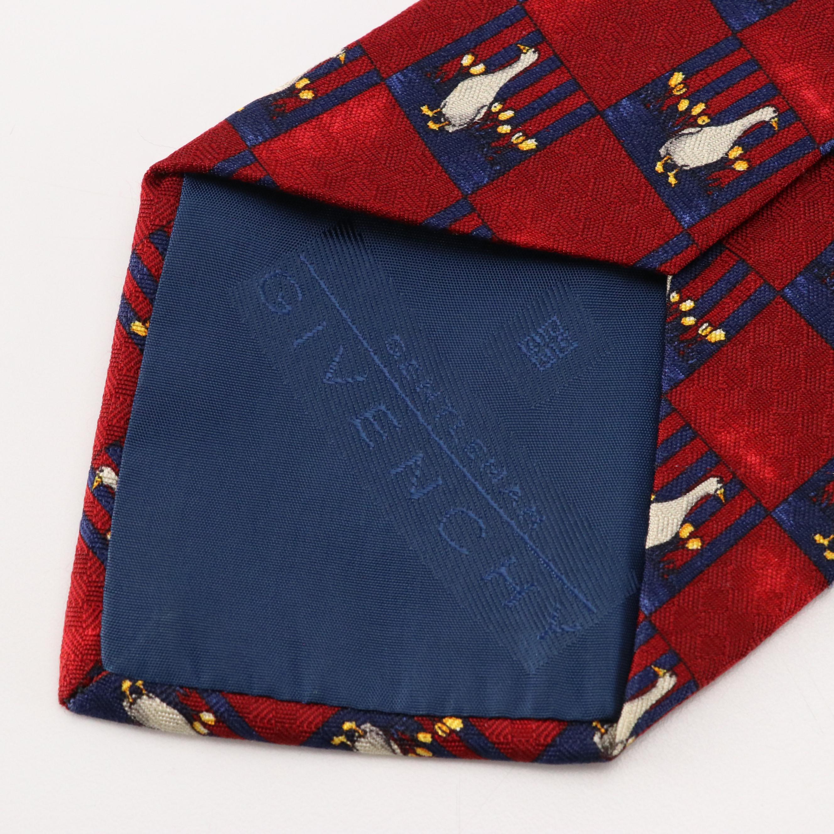 Givenchy Checkered Goose Print Silk Necktie