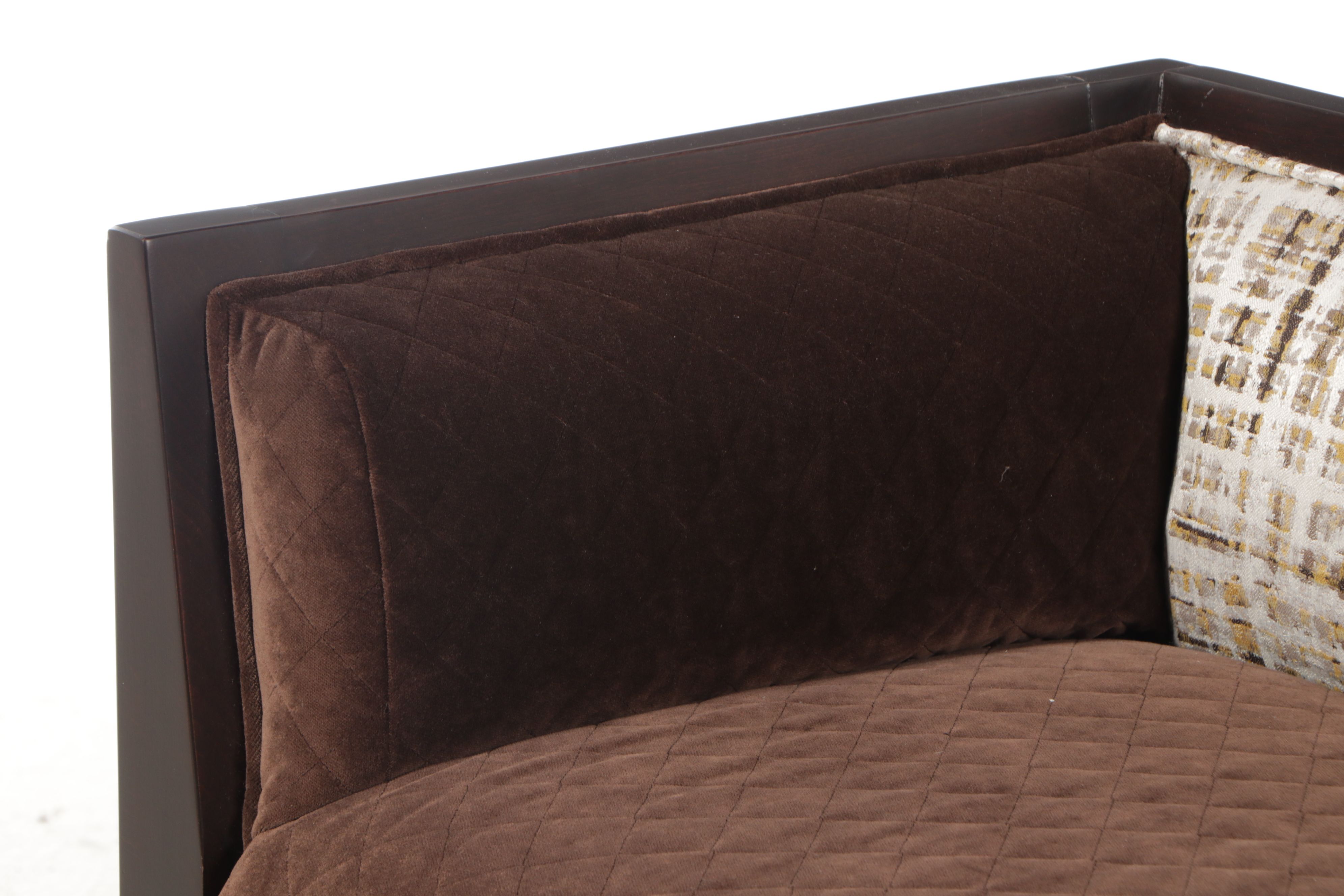 Contemporary Mixed Fabric Upholstered Espresso Finished Wood Bed Bench