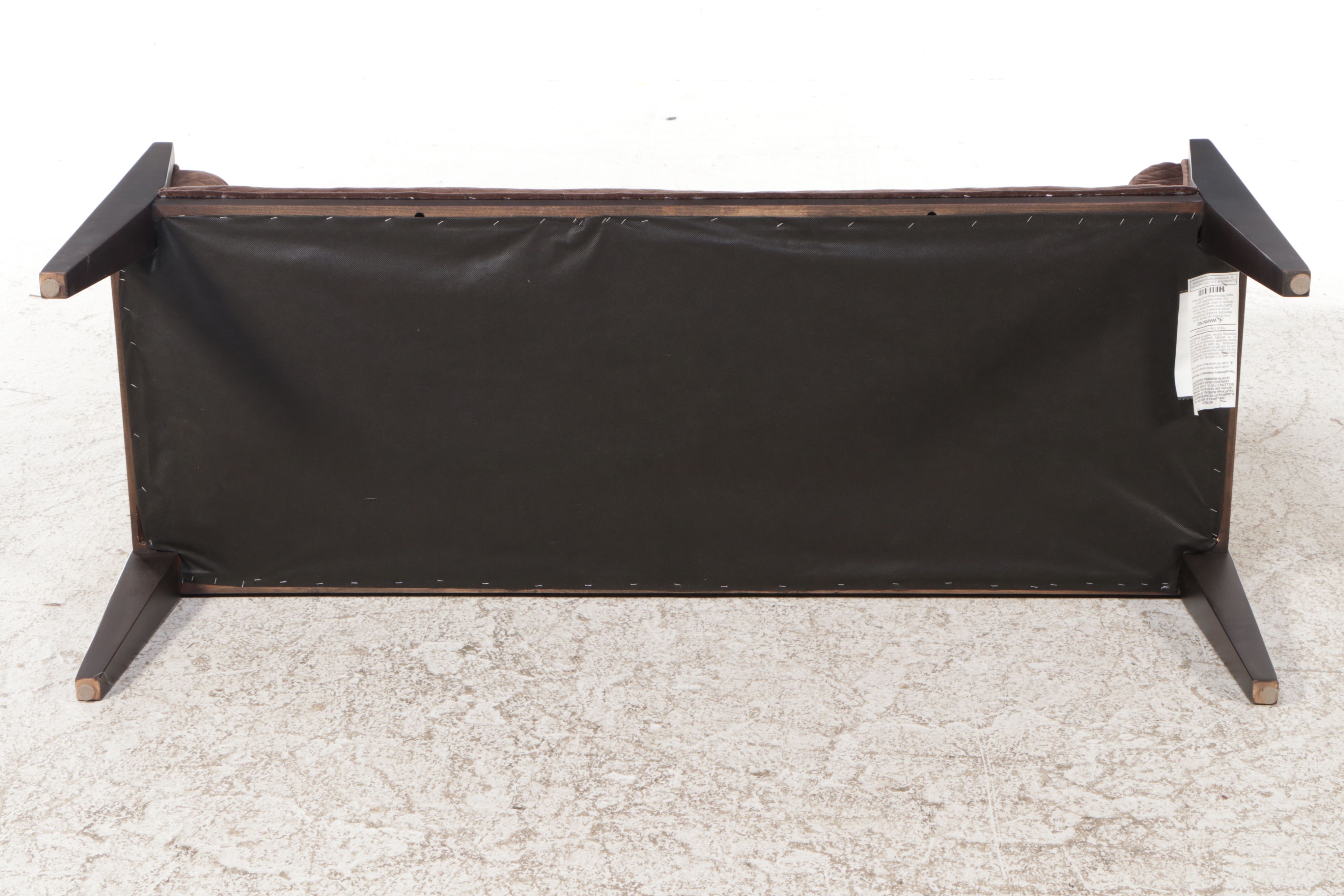 Contemporary Mixed Fabric Upholstered Espresso Finished Wood Bed Bench