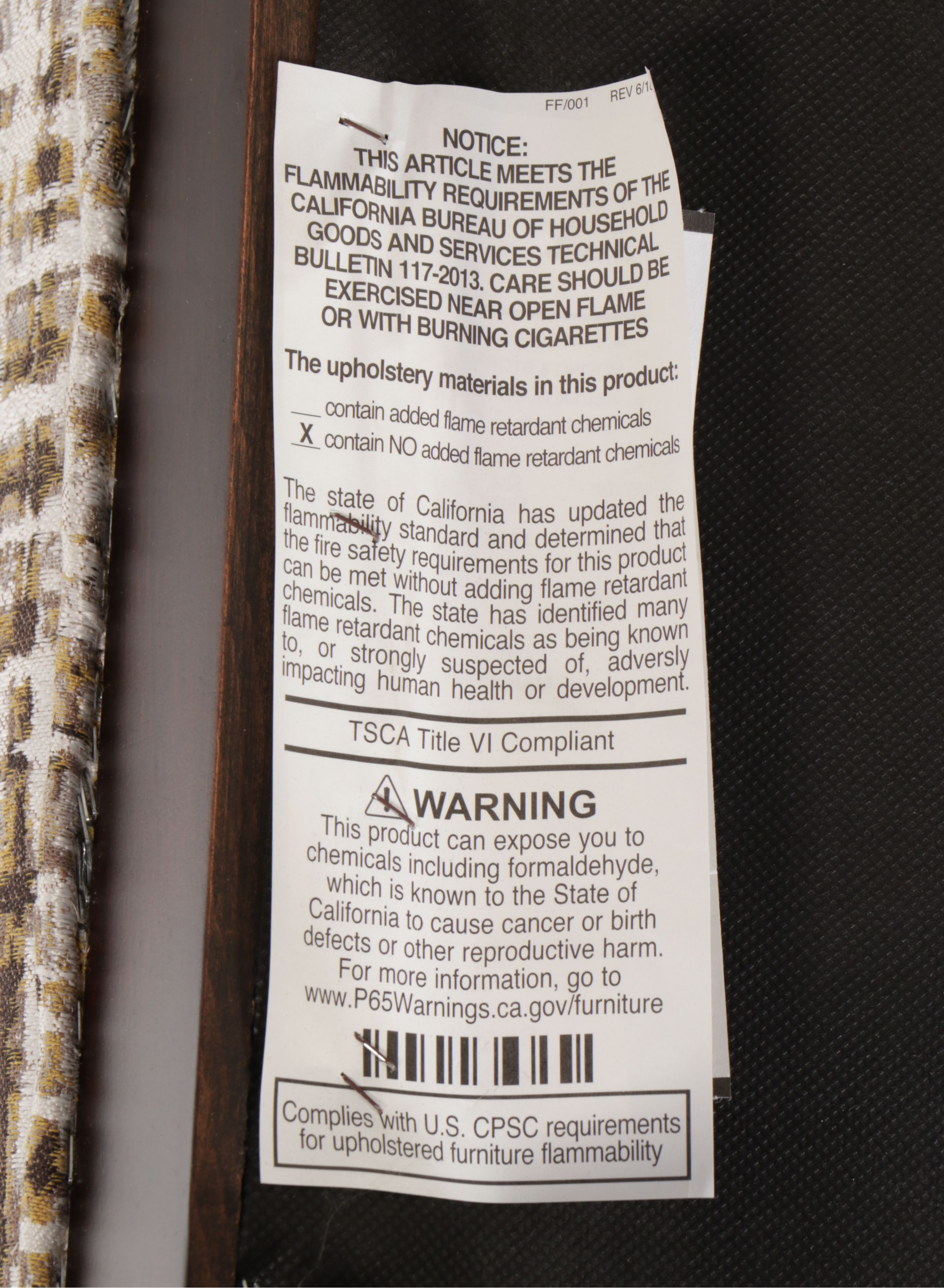 Contemporary Mixed Fabric Upholstered Espresso Finished Wood Bed Bench