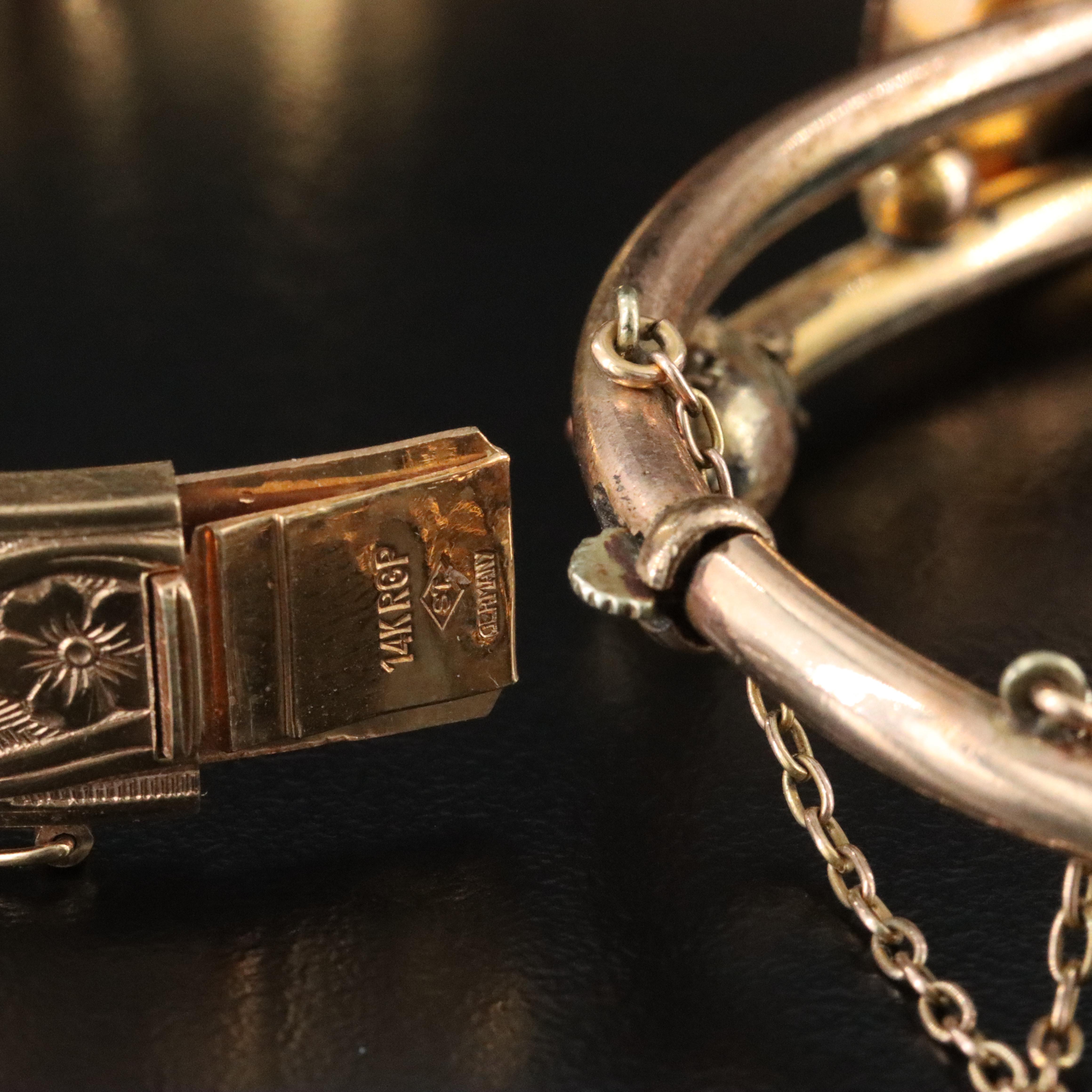 Victorian and Vintage Bracelets Including 10K Glass Cameo