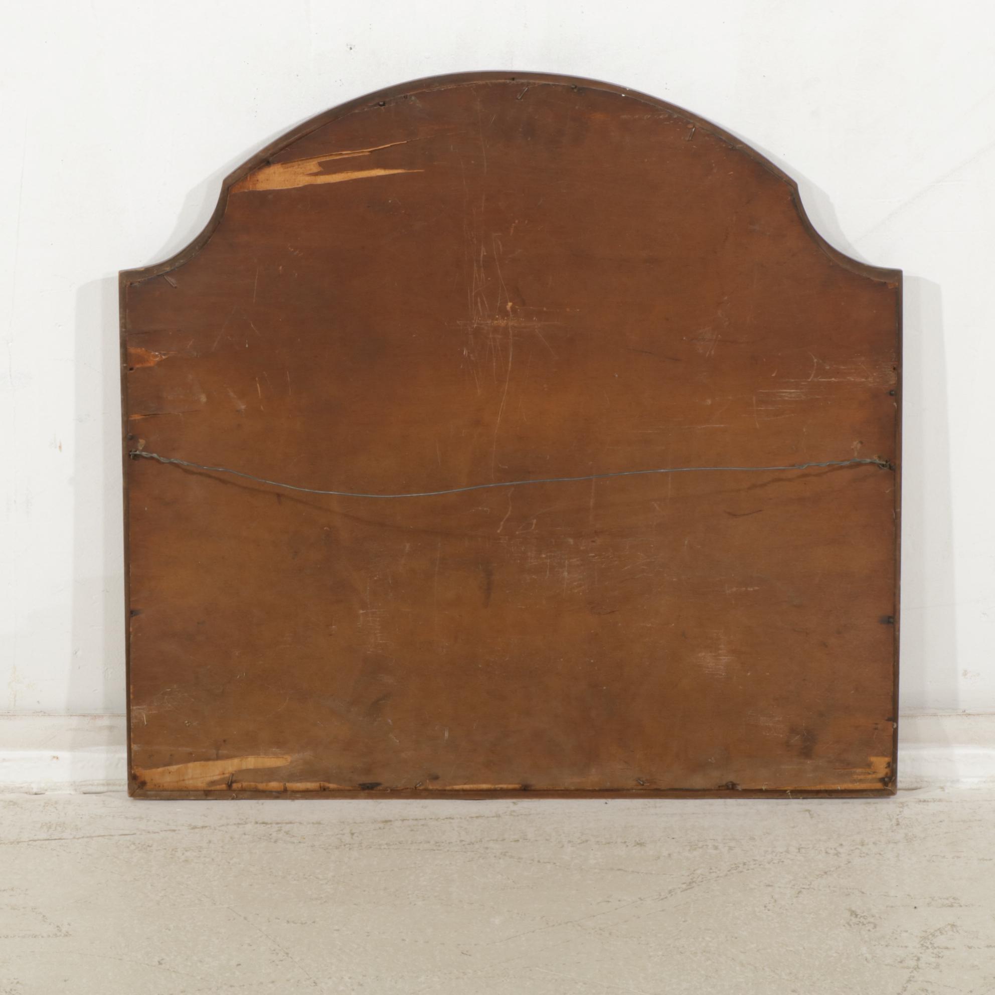 Walnut Arched-Top Wall Mirror, Early to Mid  20th Century