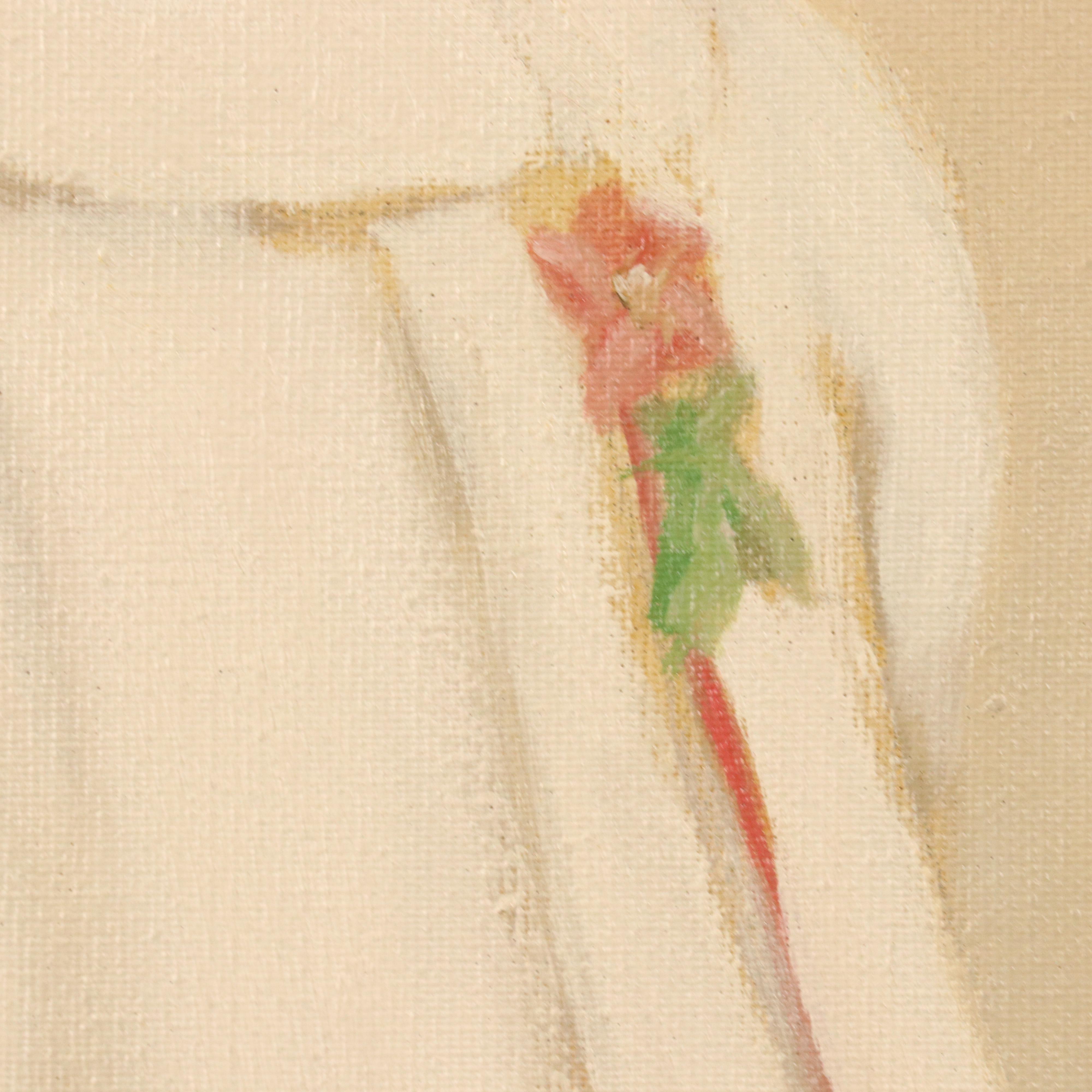 Armin Stock Oil Portrait Painting of Girl With Flower Basket, 1960