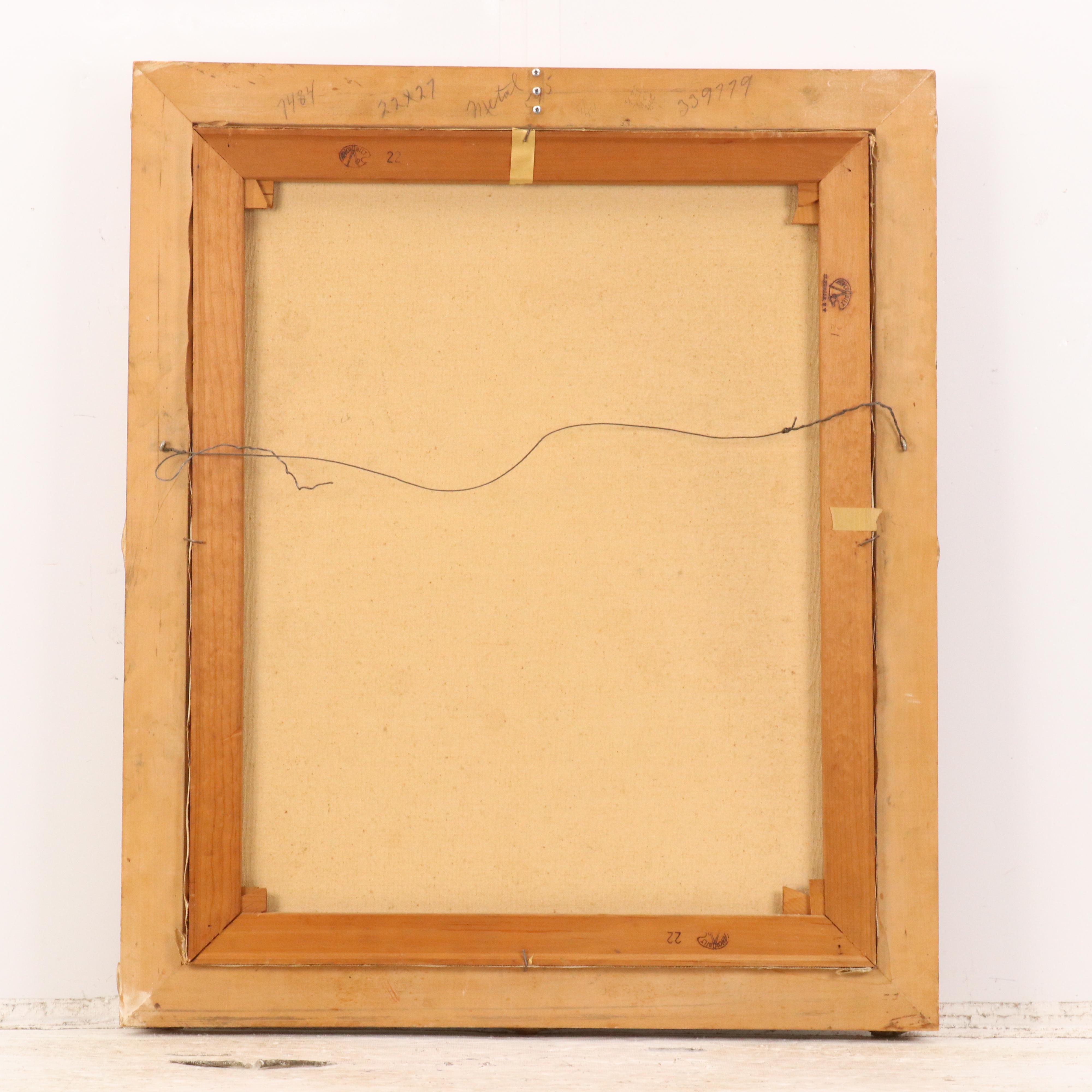 Armin Stock Oil Portrait Painting of Girl With Flower Basket, 1960