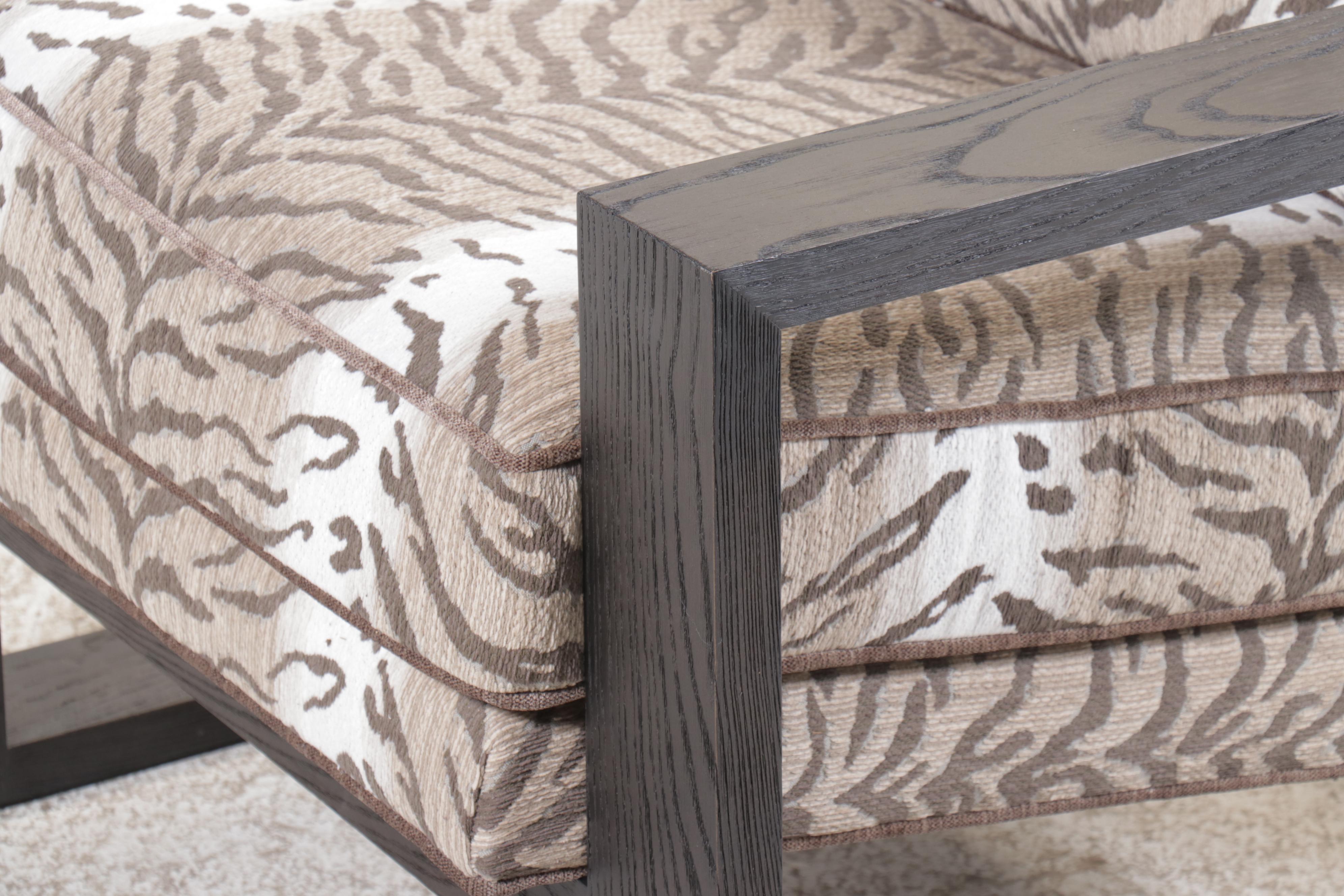 Lexington Home Brands Ebonized Wood Armchair with Zebra Pattern Upholstery