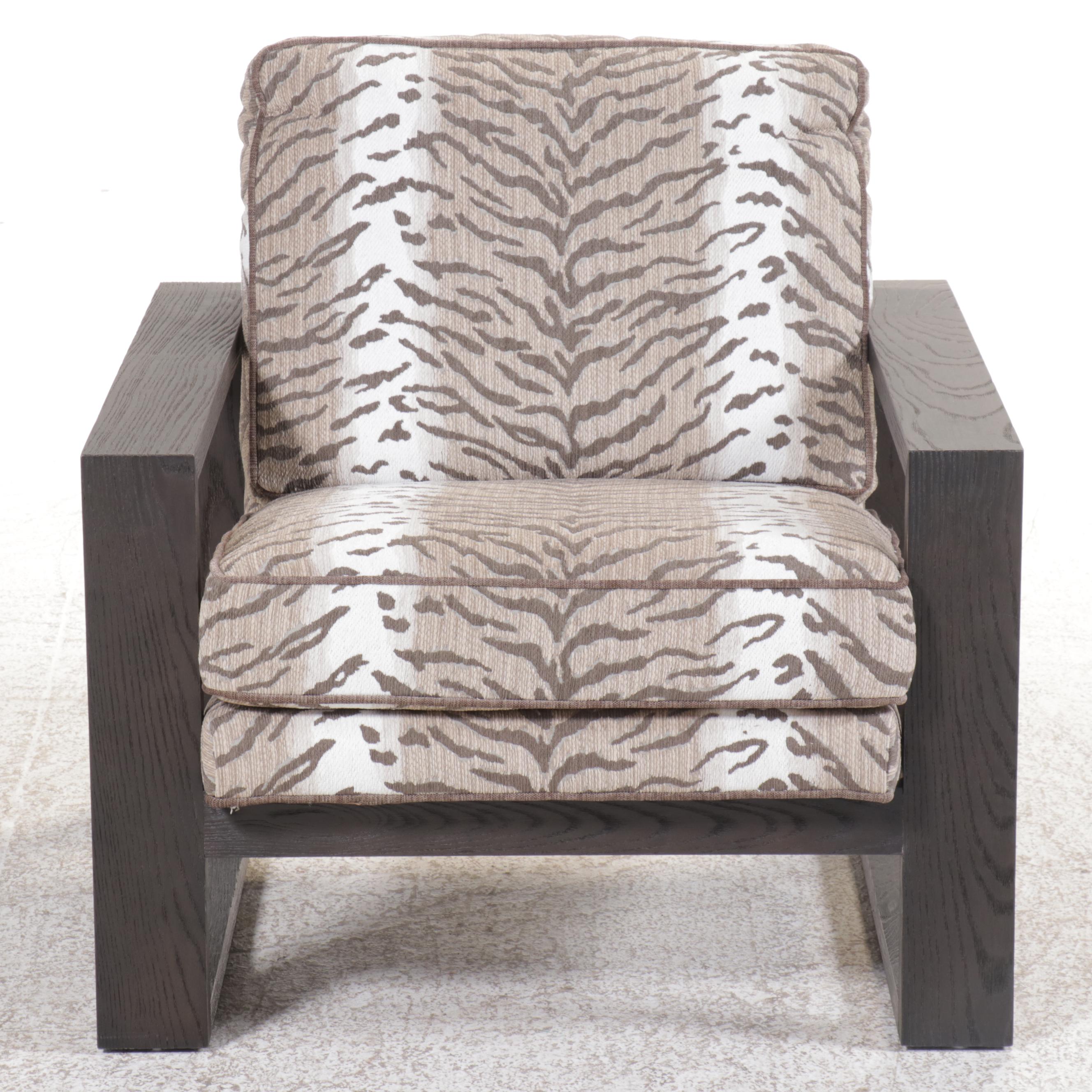 Lexington Home Brands Ebonized Wood Armchair with Zebra Pattern Upholstery
