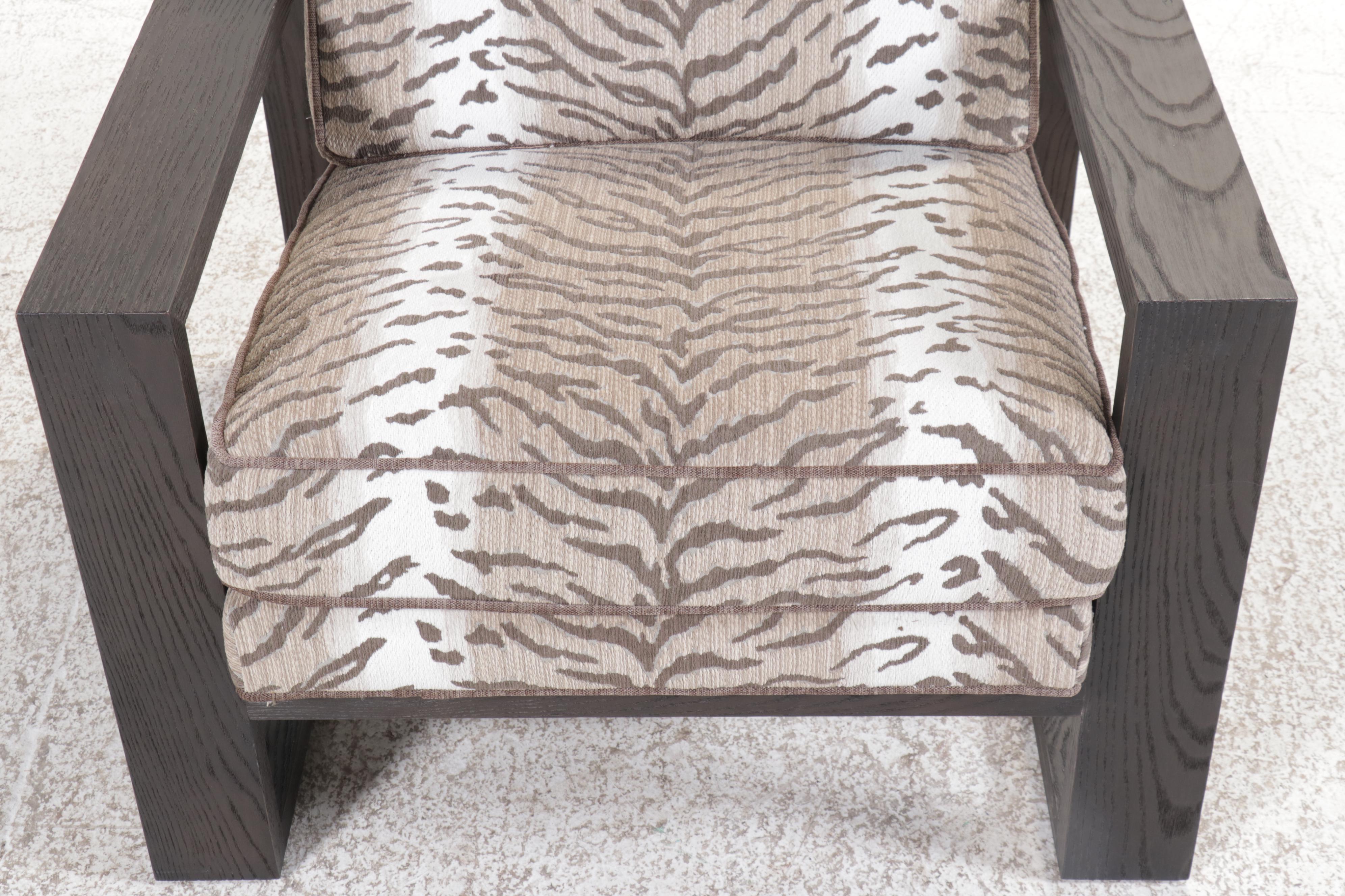 Lexington Home Brands Ebonized Wood Armchair with Zebra Pattern Upholstery