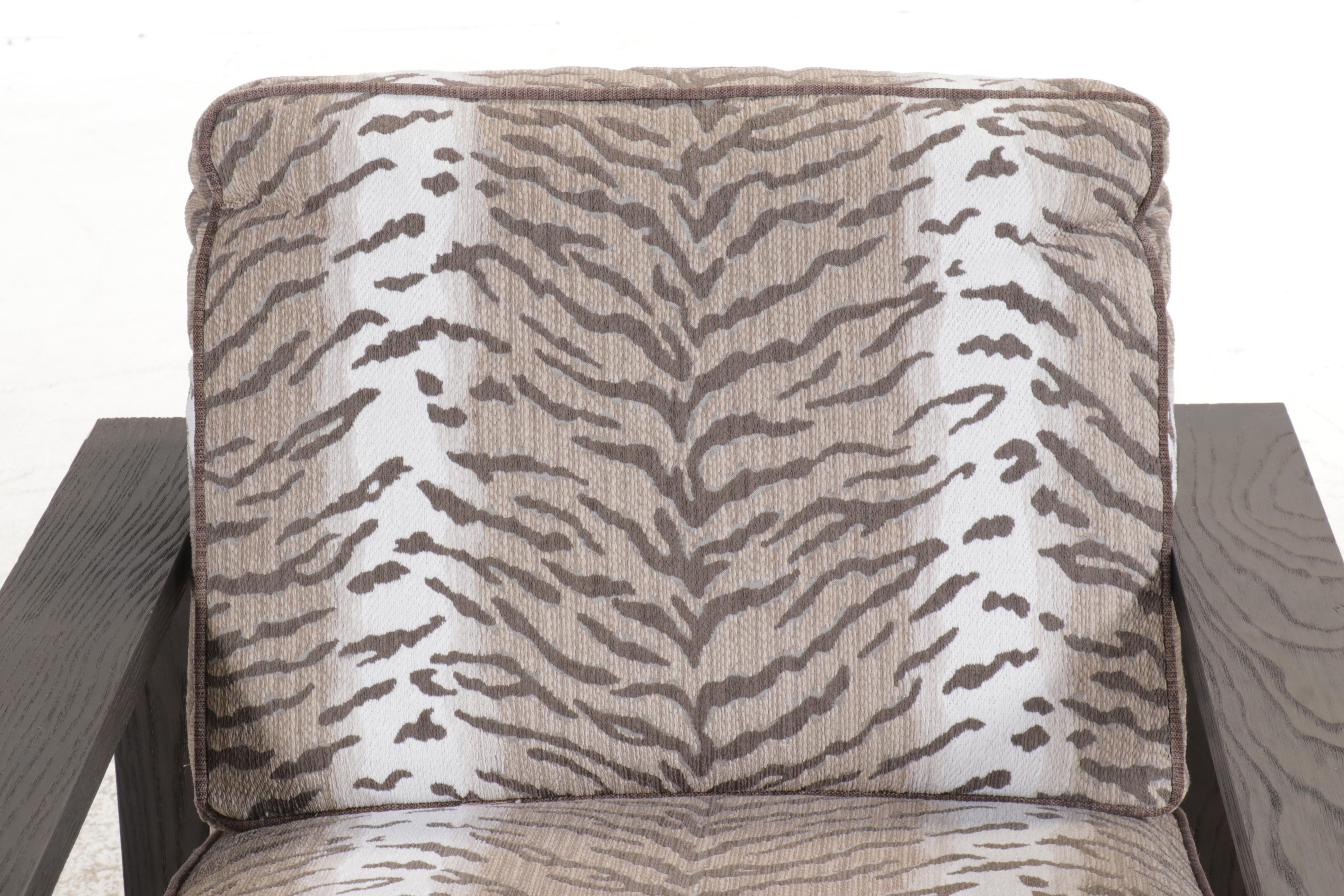 Lexington Home Brands Ebonized Wood Armchair with Zebra Pattern Upholstery