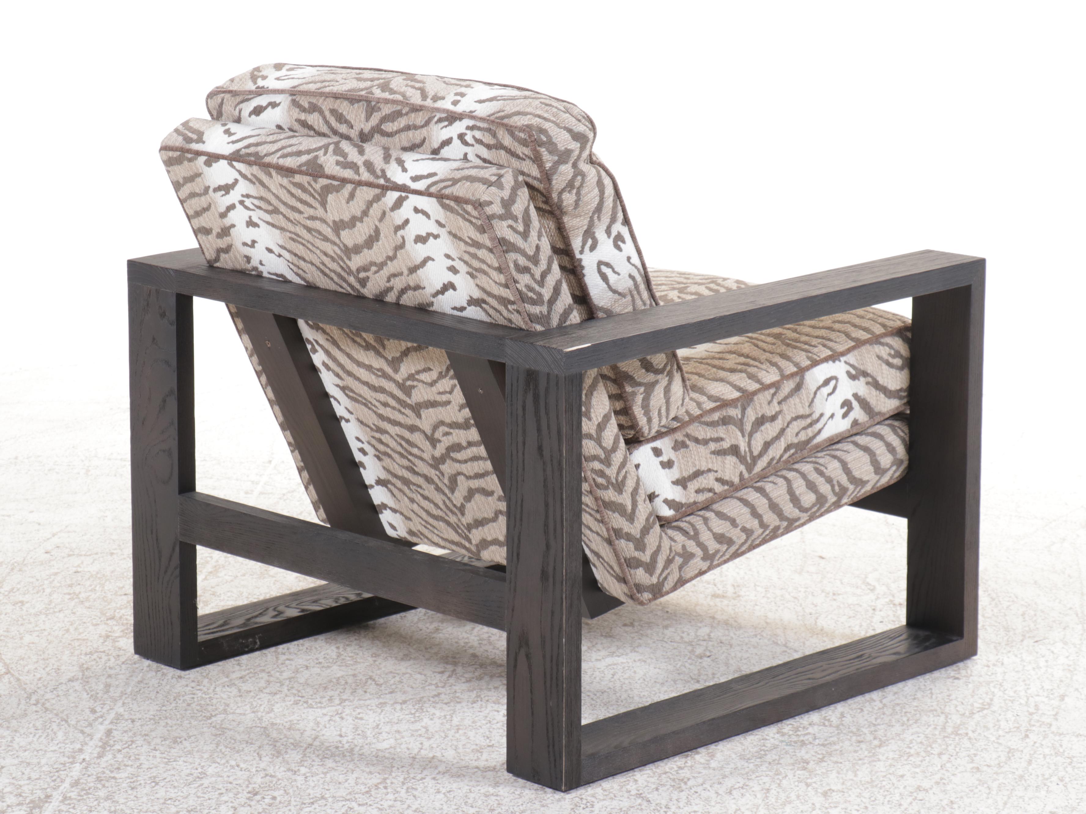 Lexington Home Brands Ebonized Wood Armchair with Zebra Pattern Upholstery