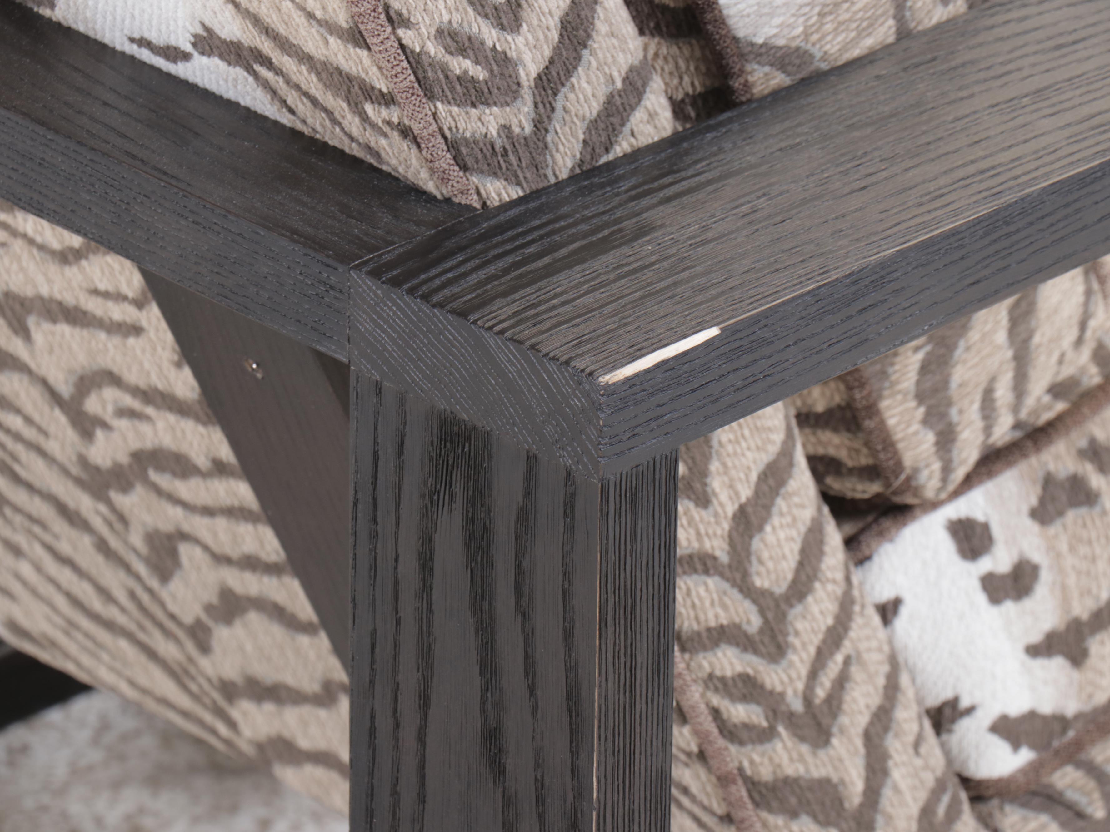 Lexington Home Brands Ebonized Wood Armchair with Zebra Pattern Upholstery