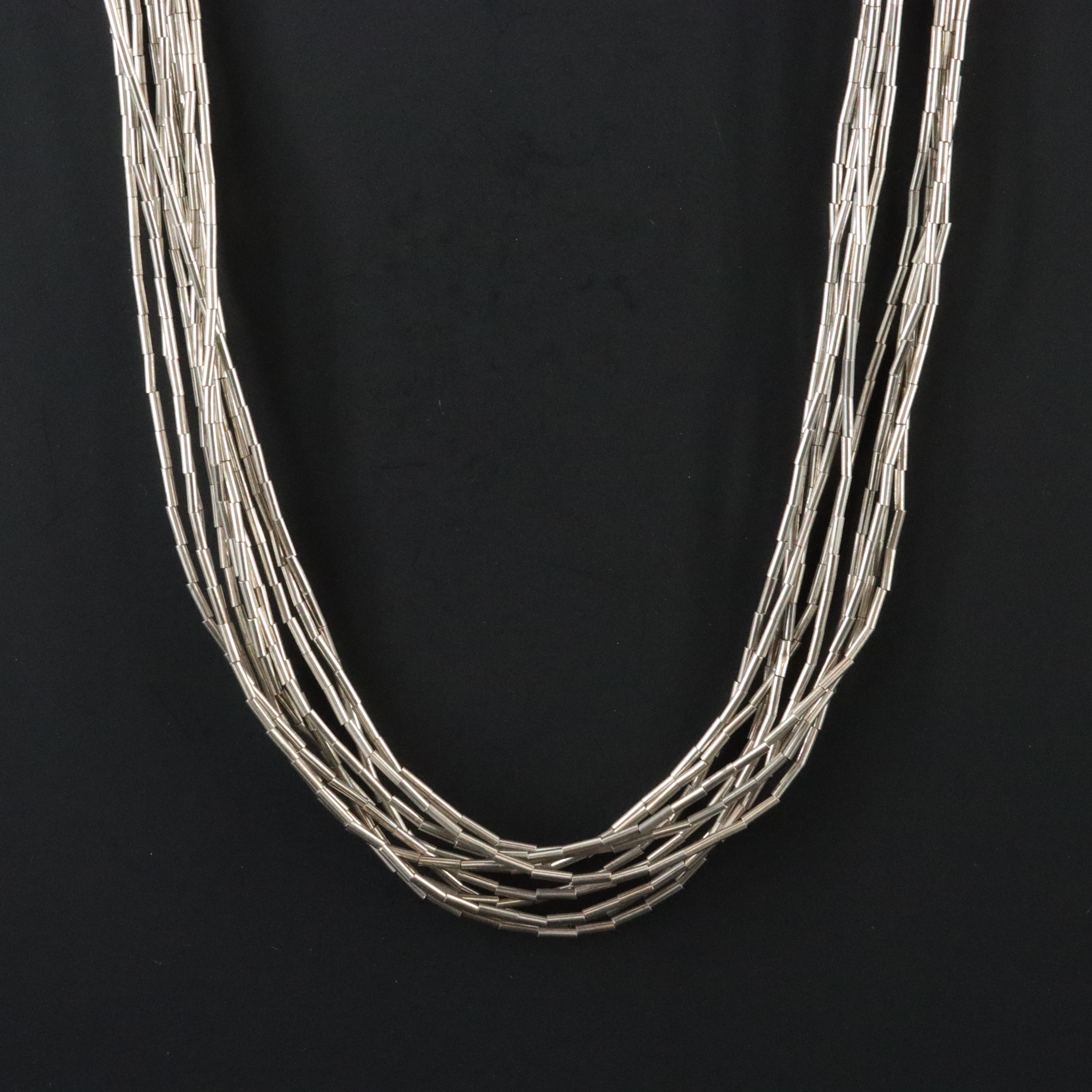 Fine Silver Multi-Strand Liquid Silver Necklace