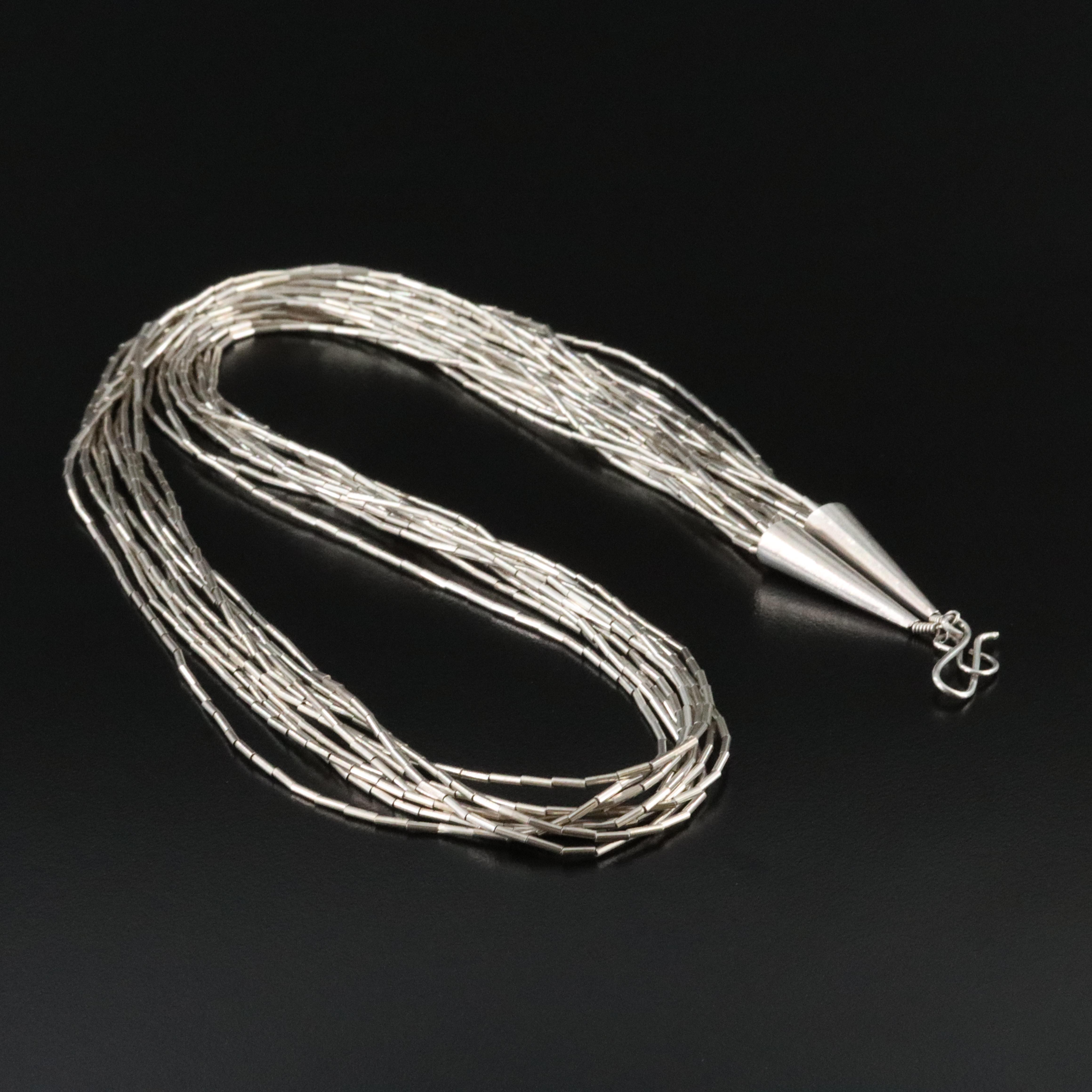 Fine Silver Multi-Strand Liquid Silver Necklace