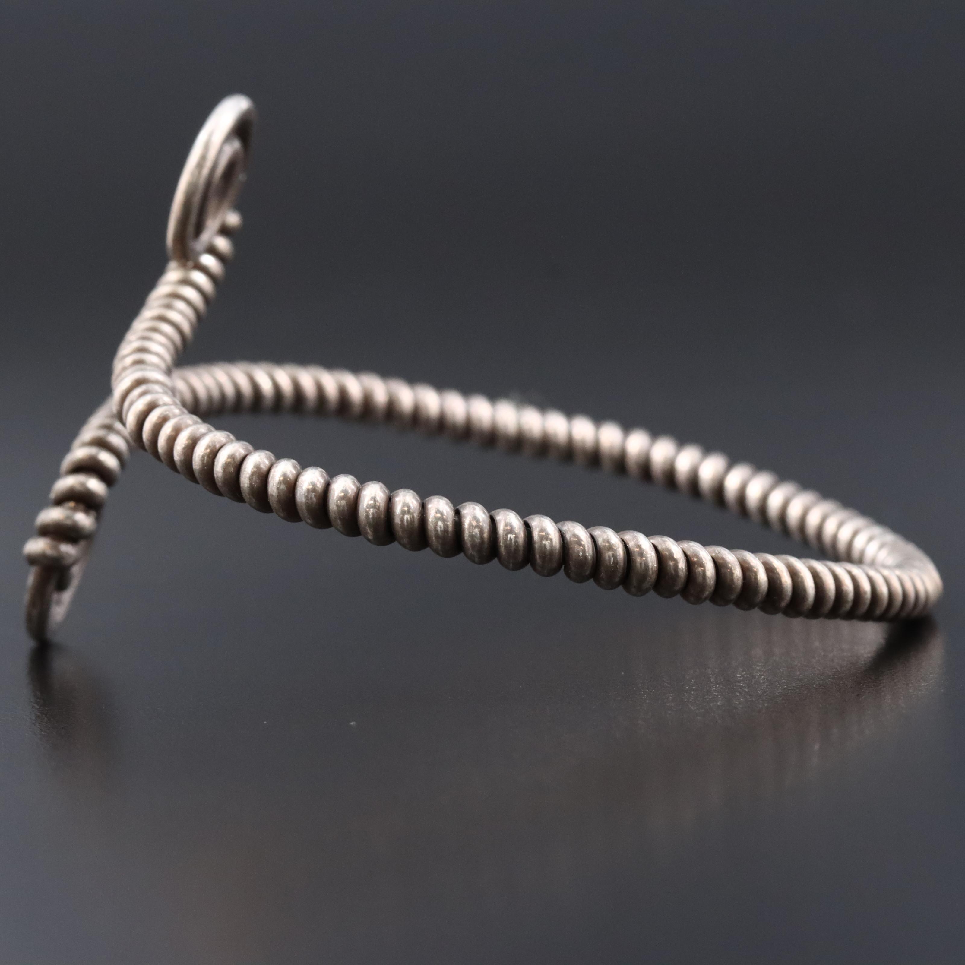 950 Silver Wrapped Wire Bypass Bracelet