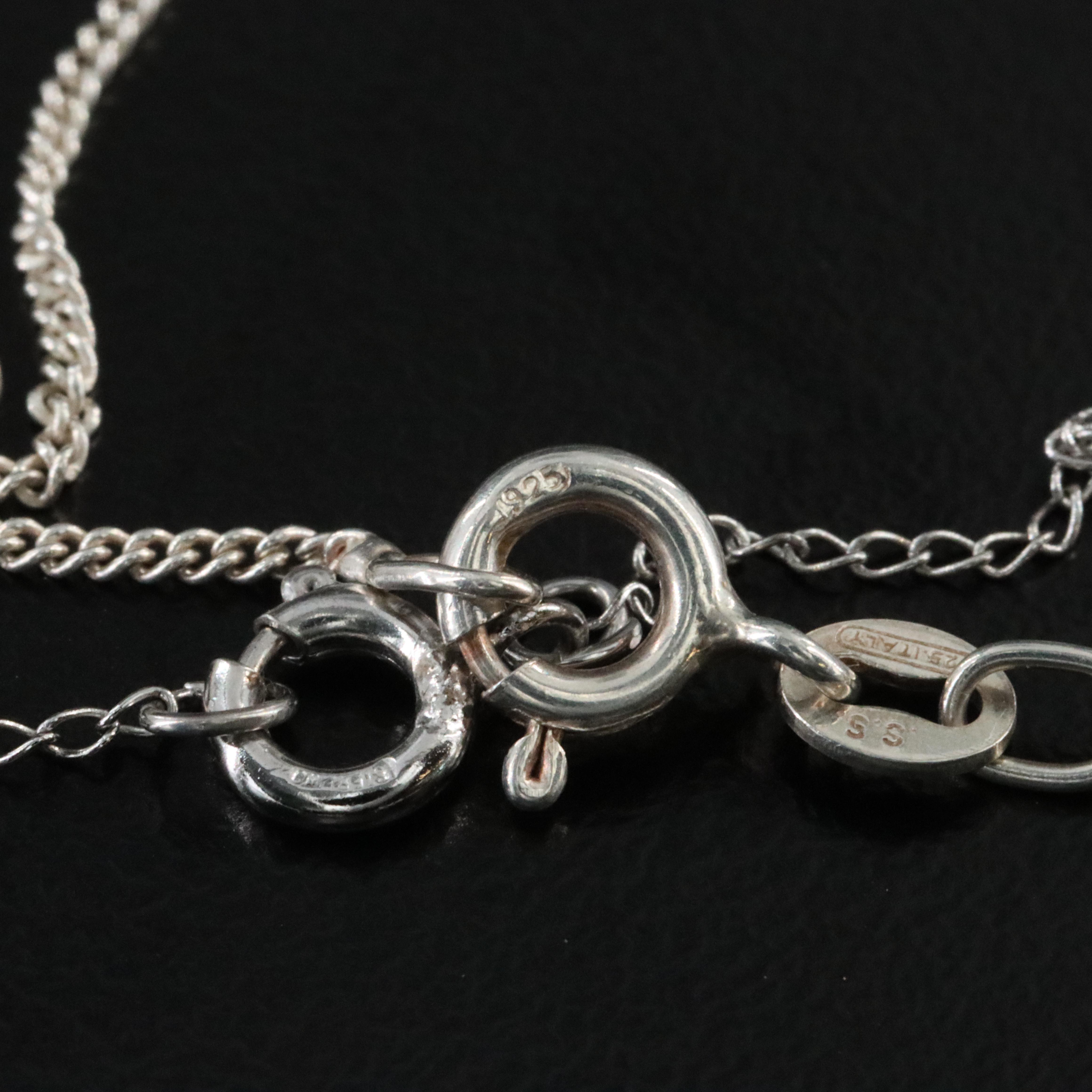 Shiman Mfg. Co. 10K 0.02 CT Diamond & Sterling Camphor Glass and Paste Necklaces