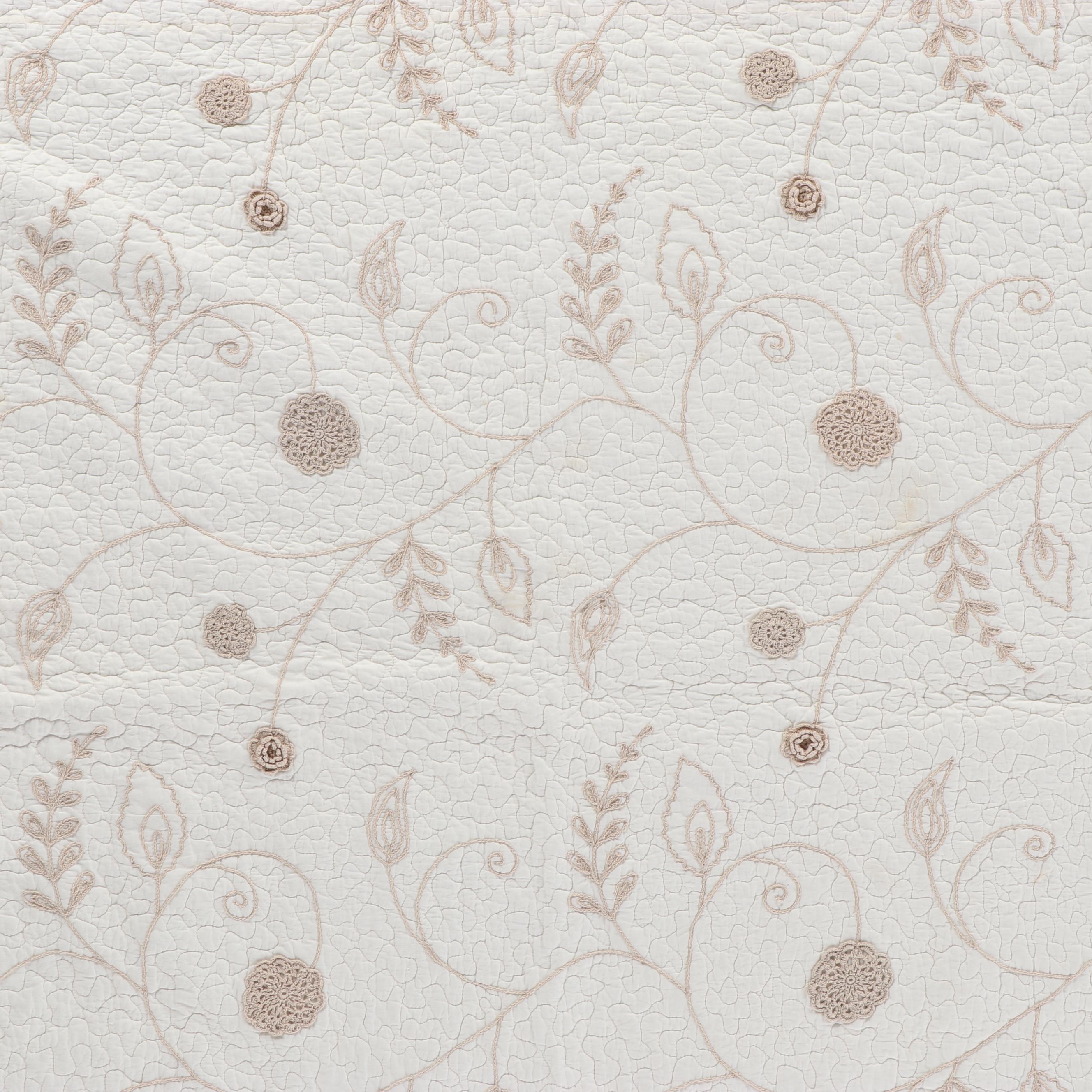 Two JC Penney Home Collection Embroidered Cotton Twin Size Bedspreads