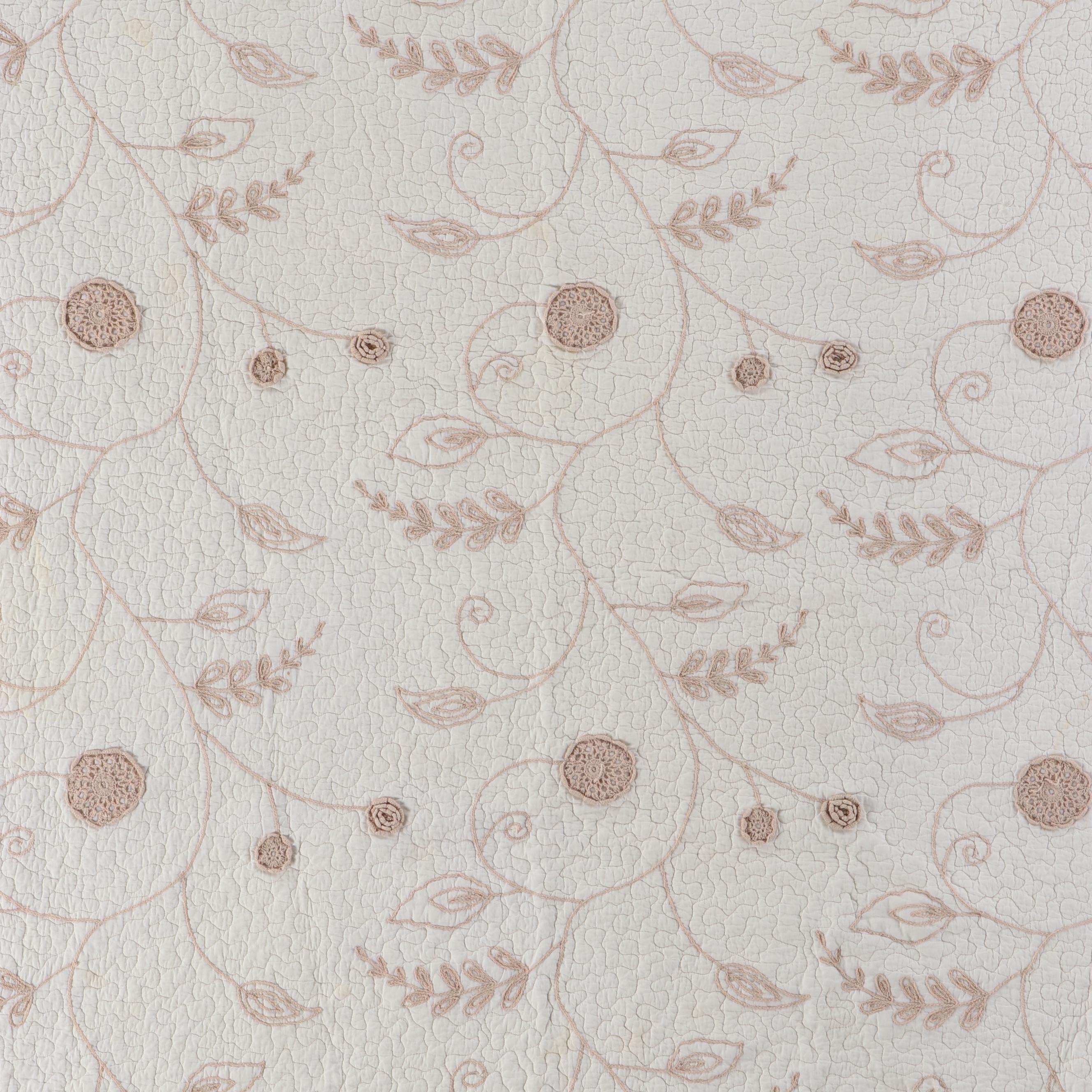 Two JC Penney Home Collection Embroidered Cotton Twin Size Bedspreads