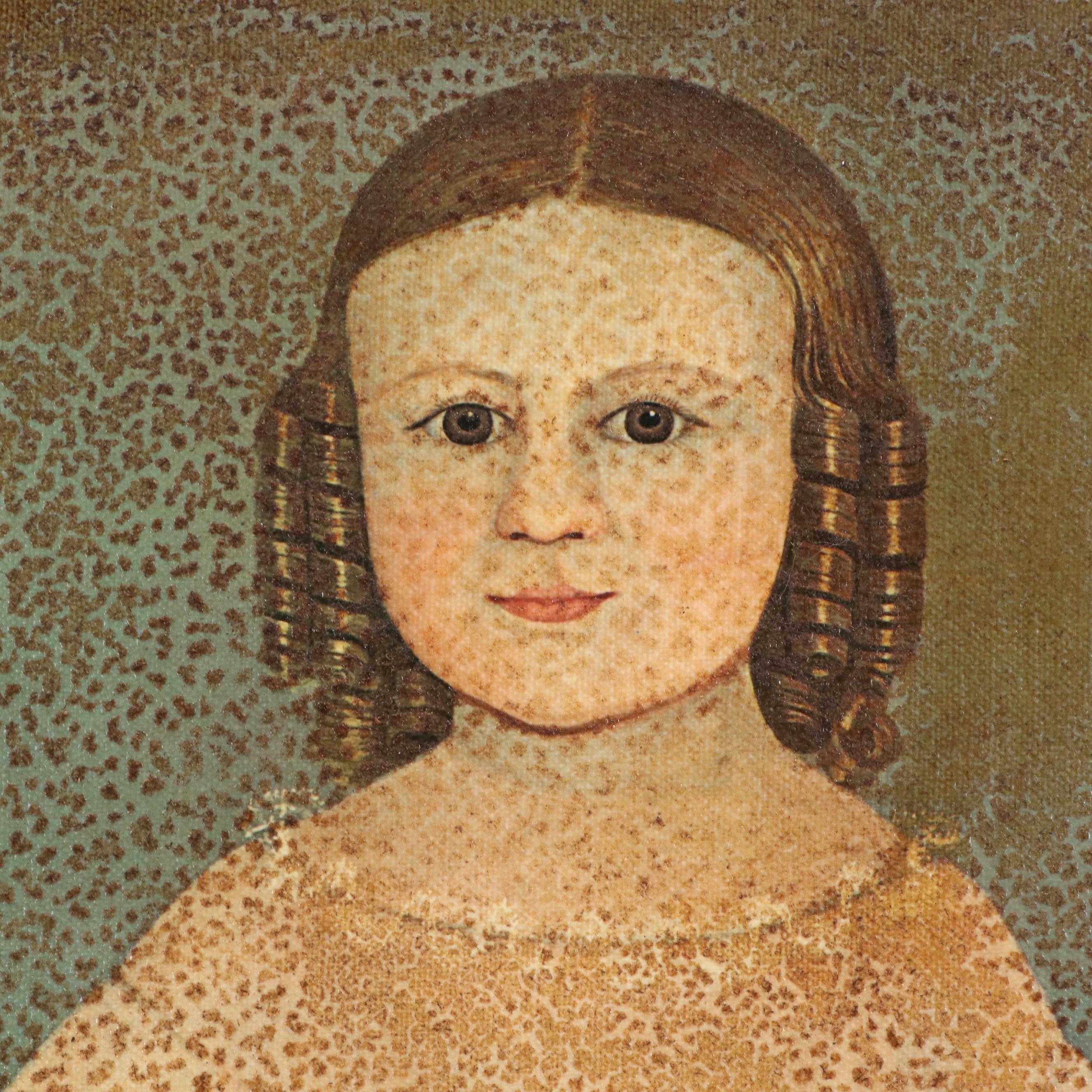 Offset Lithograph After Samuel Miller "Young Girl with Flowers"