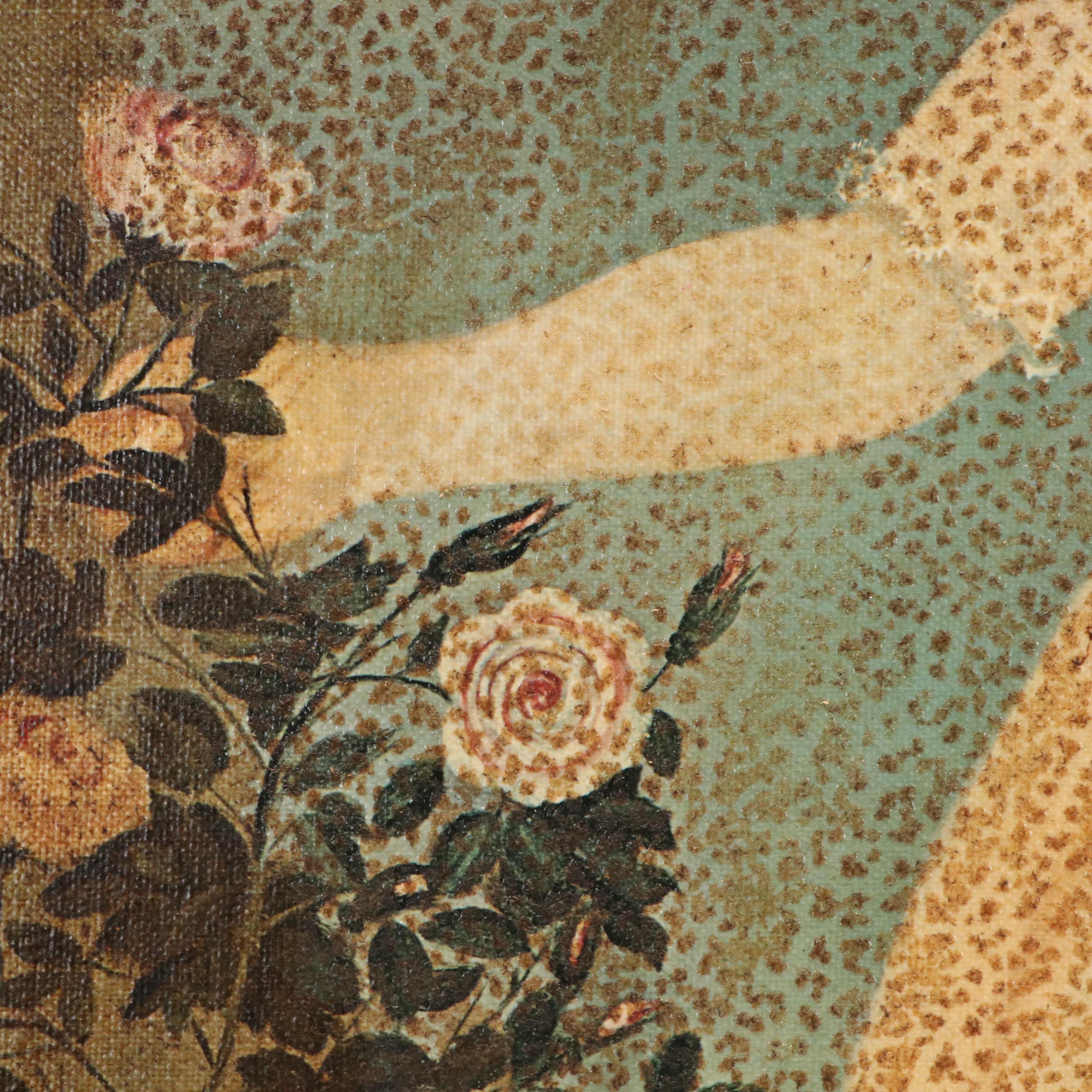 Offset Lithograph After Samuel Miller "Young Girl with Flowers"