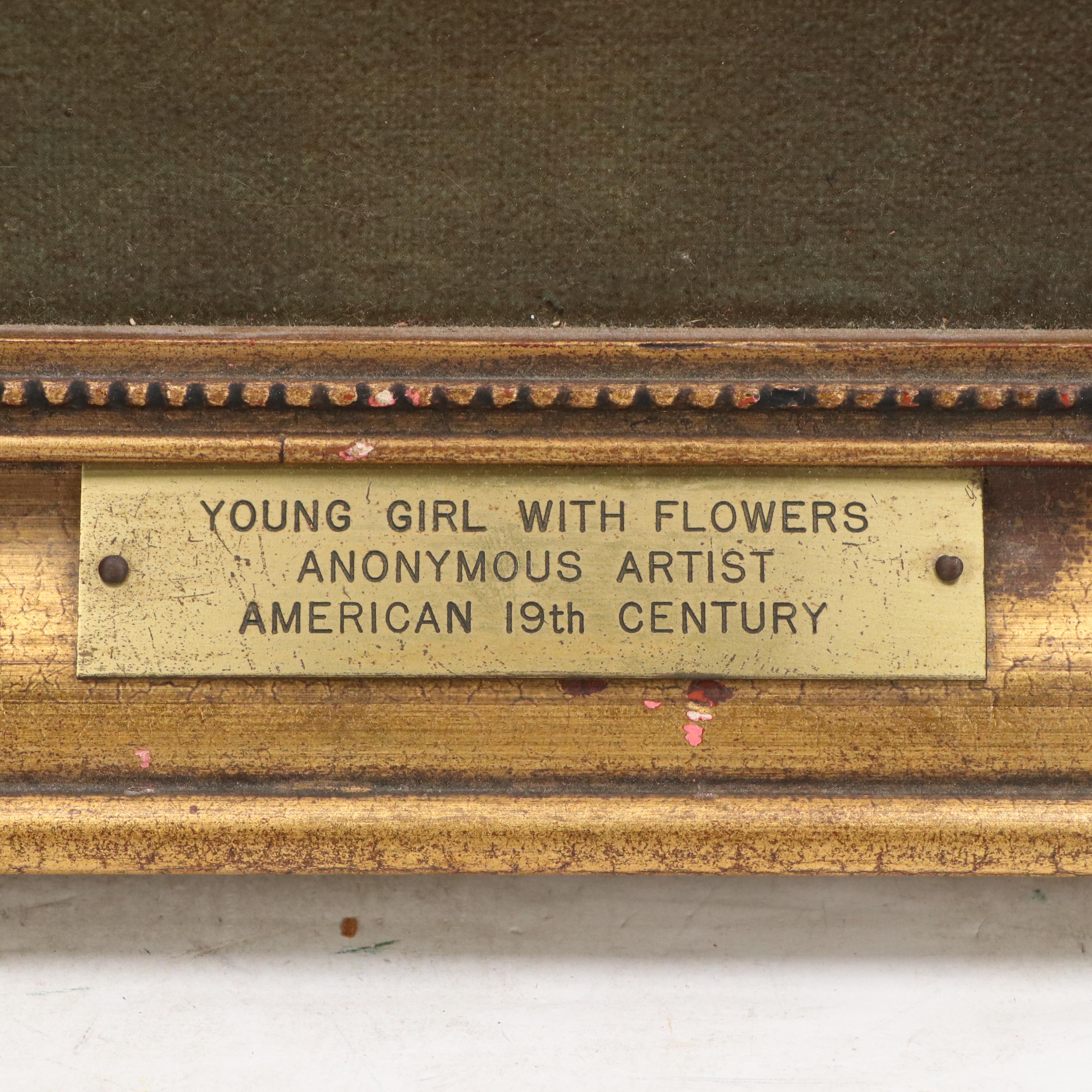 Offset Lithograph After Samuel Miller "Young Girl with Flowers"