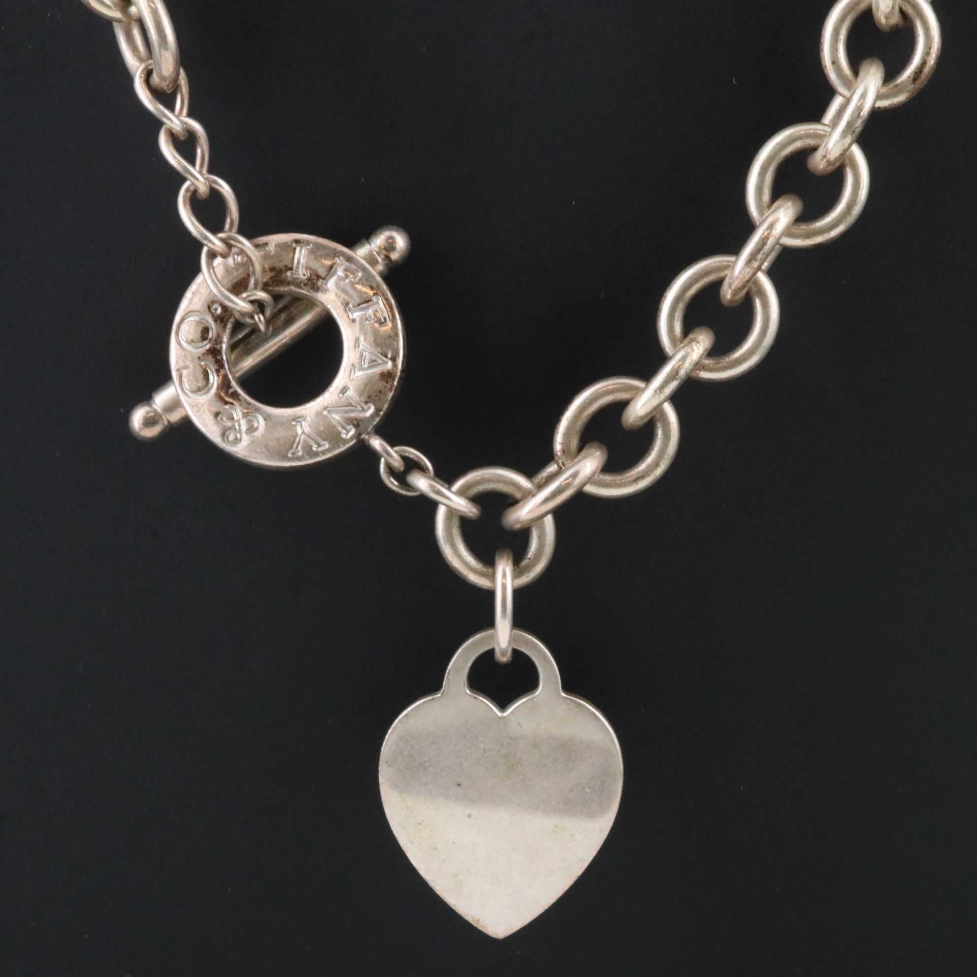 Tiffany & Co. Sterling Heart Tag Toggle Necklace