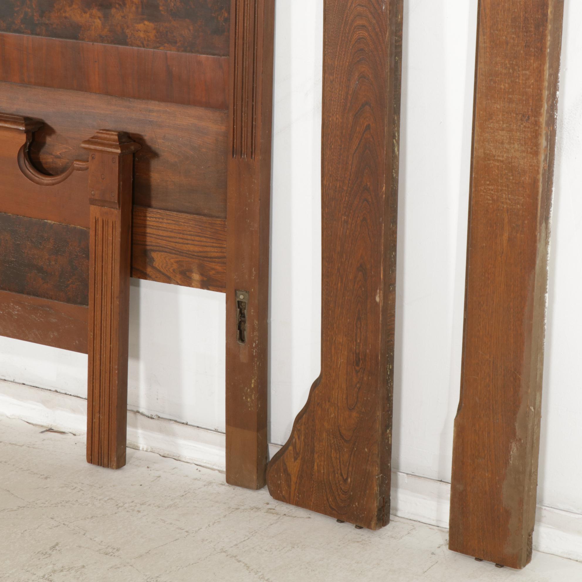 Victorian Eastlake Walnut and Burl Wood Full Size Bed Frame, Late 19th Century