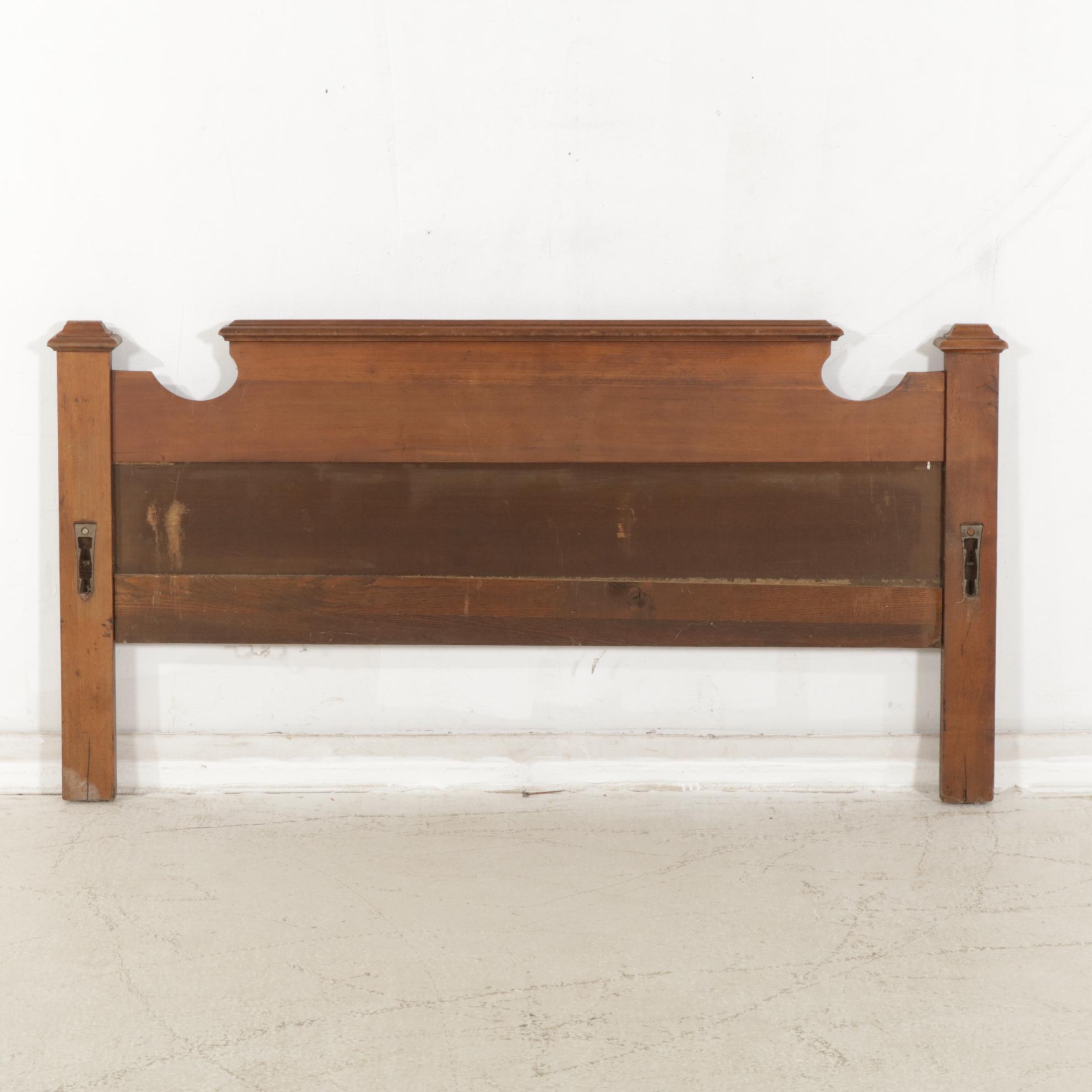 Victorian Eastlake Walnut and Burl Wood Full Size Bed Frame, Late 19th Century