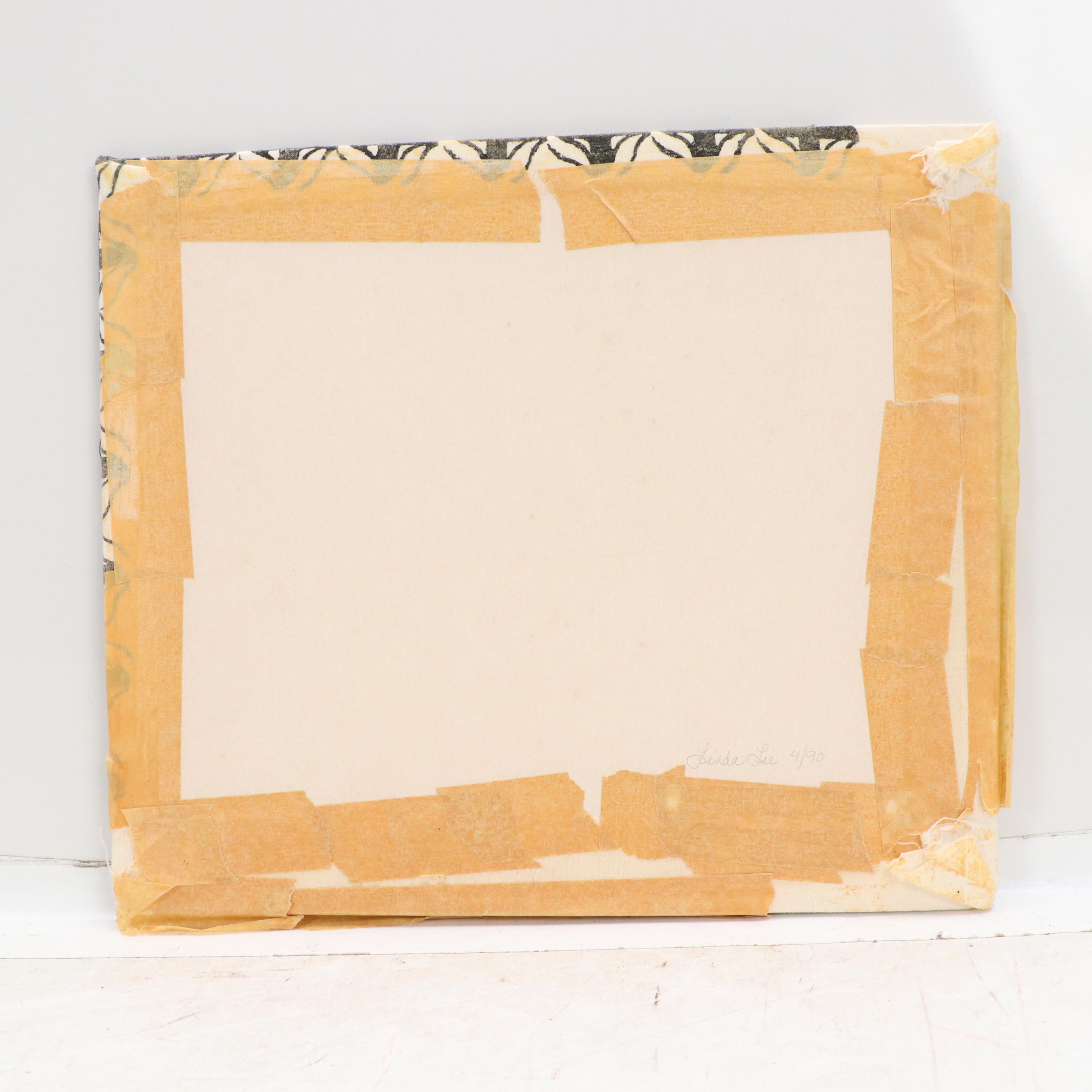 Embroidered Textiles and Dianne Dennis Photomechanical Print "African Rhythms"