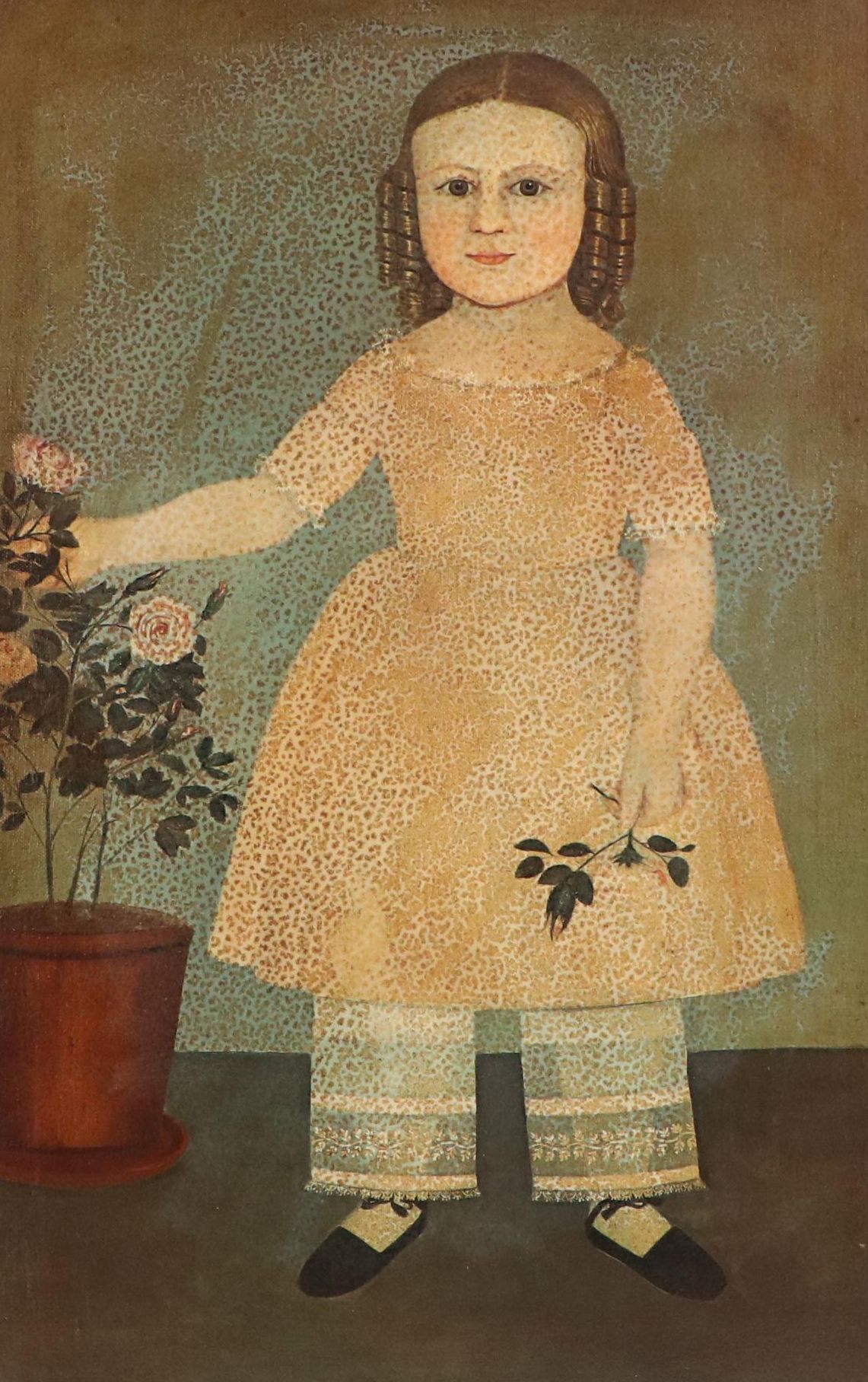 Offset Lithograph After Samuel Miller "Young Girl with Flowers"