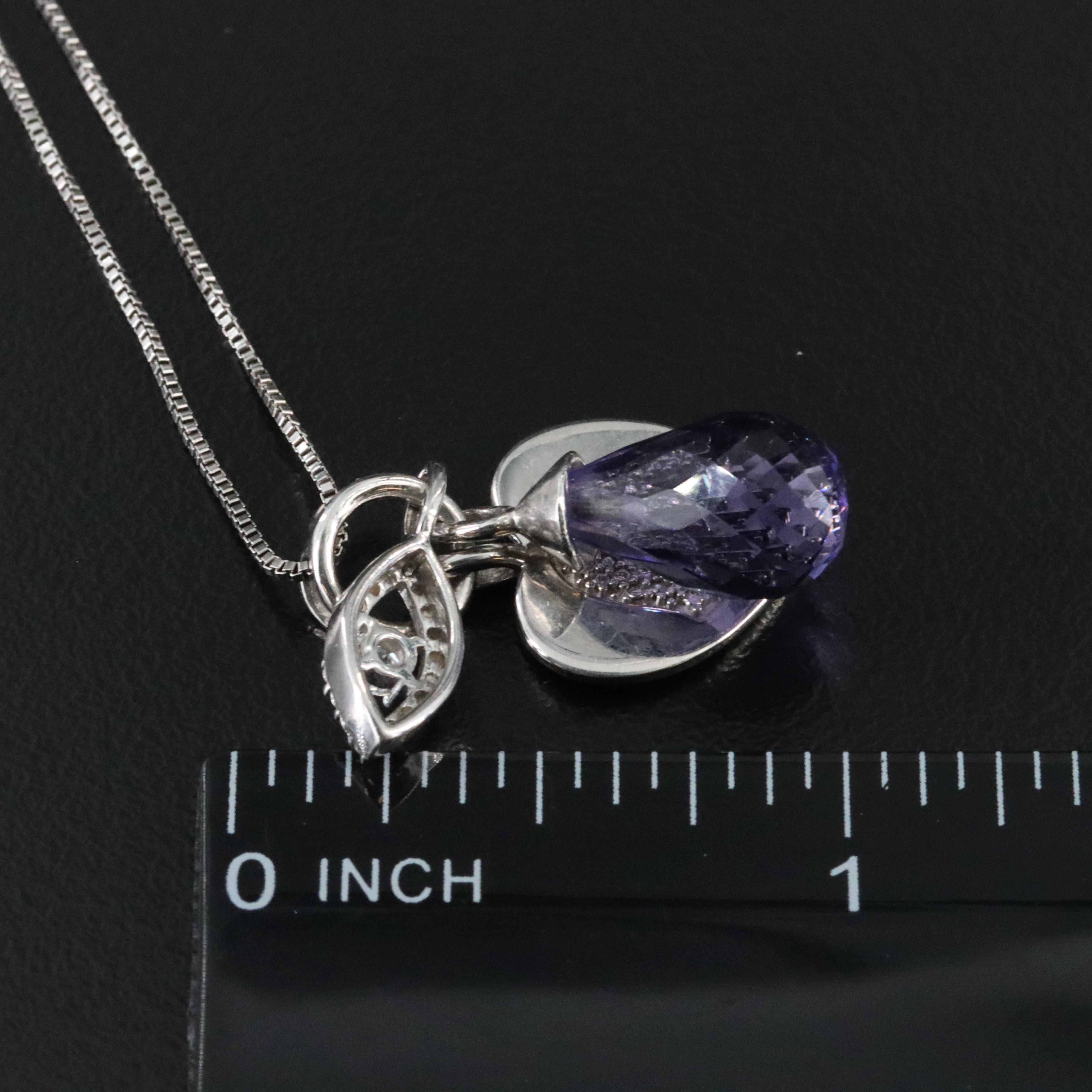 Sterling Cubic Zirconia Heart Drop Pendant Necklace