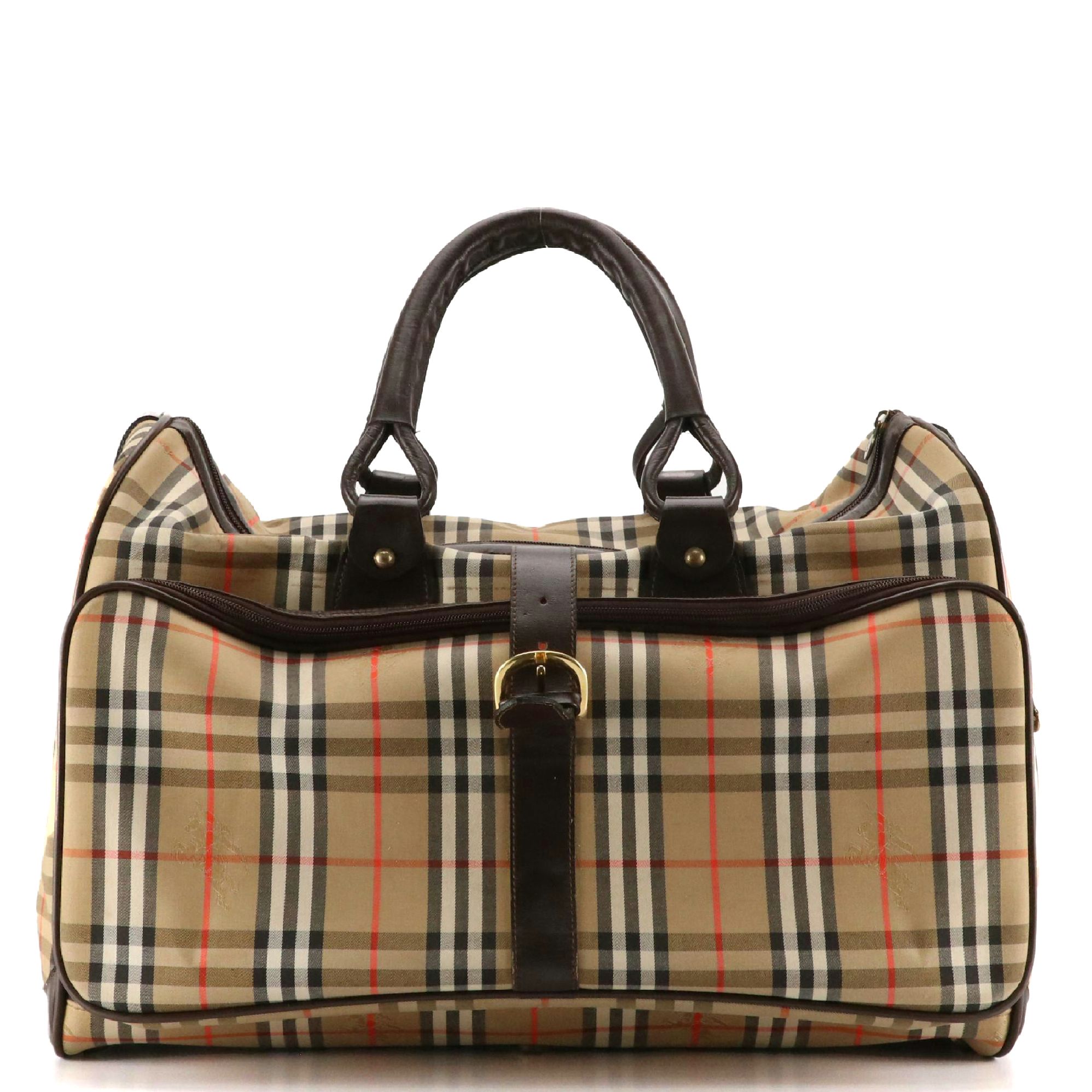 Burberrys Travel Bag in Haymarket Check Canvas and Leather