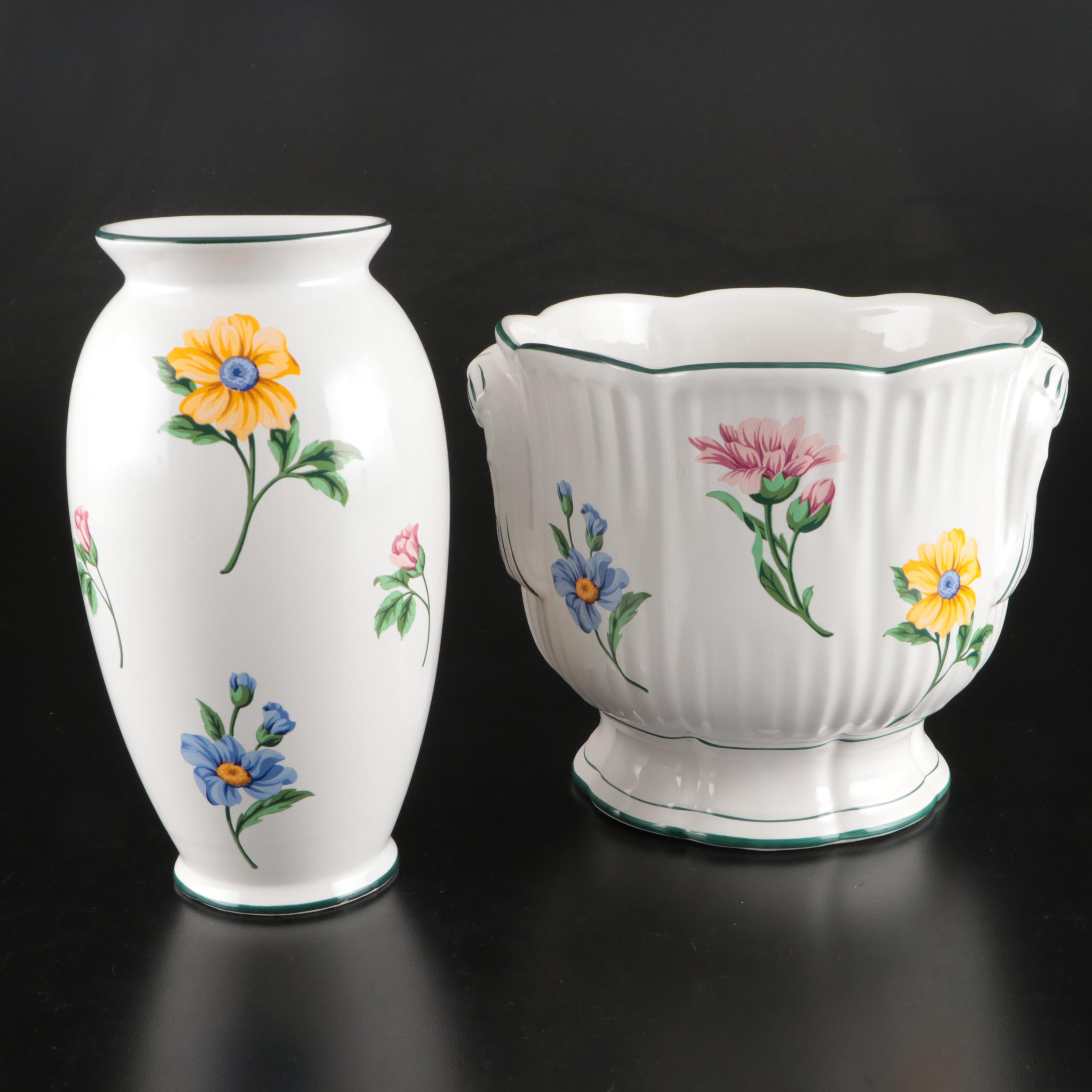 Tiffany & Co. "Sintra" Ceramic Handled Cachepot and Vase