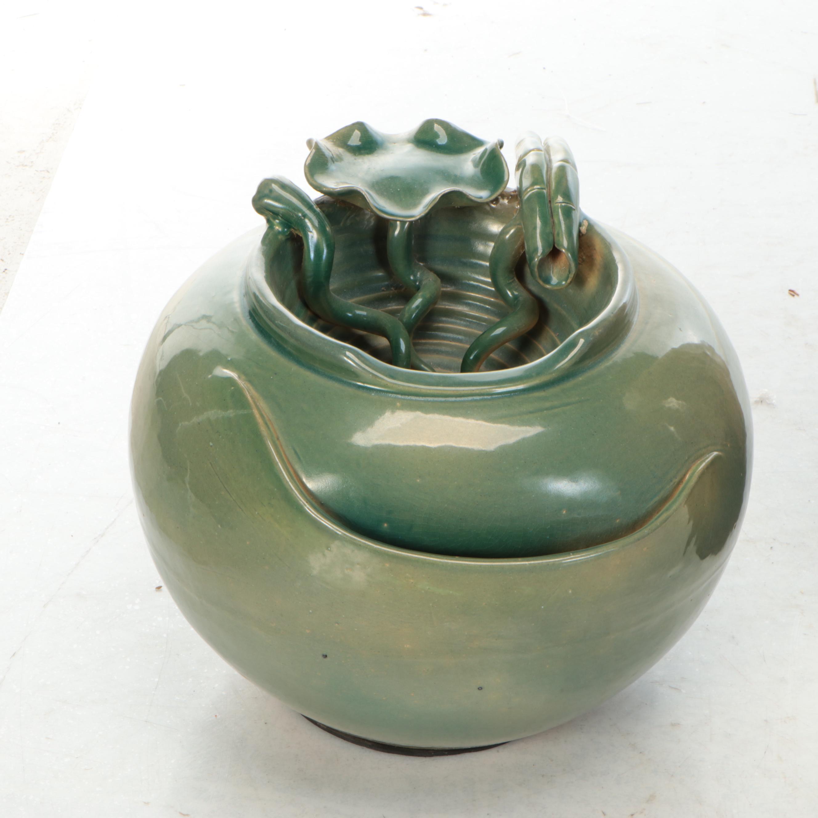 Salt Glazed Stoneware Vase with Celadon Glaze Ceramic Water Fountain