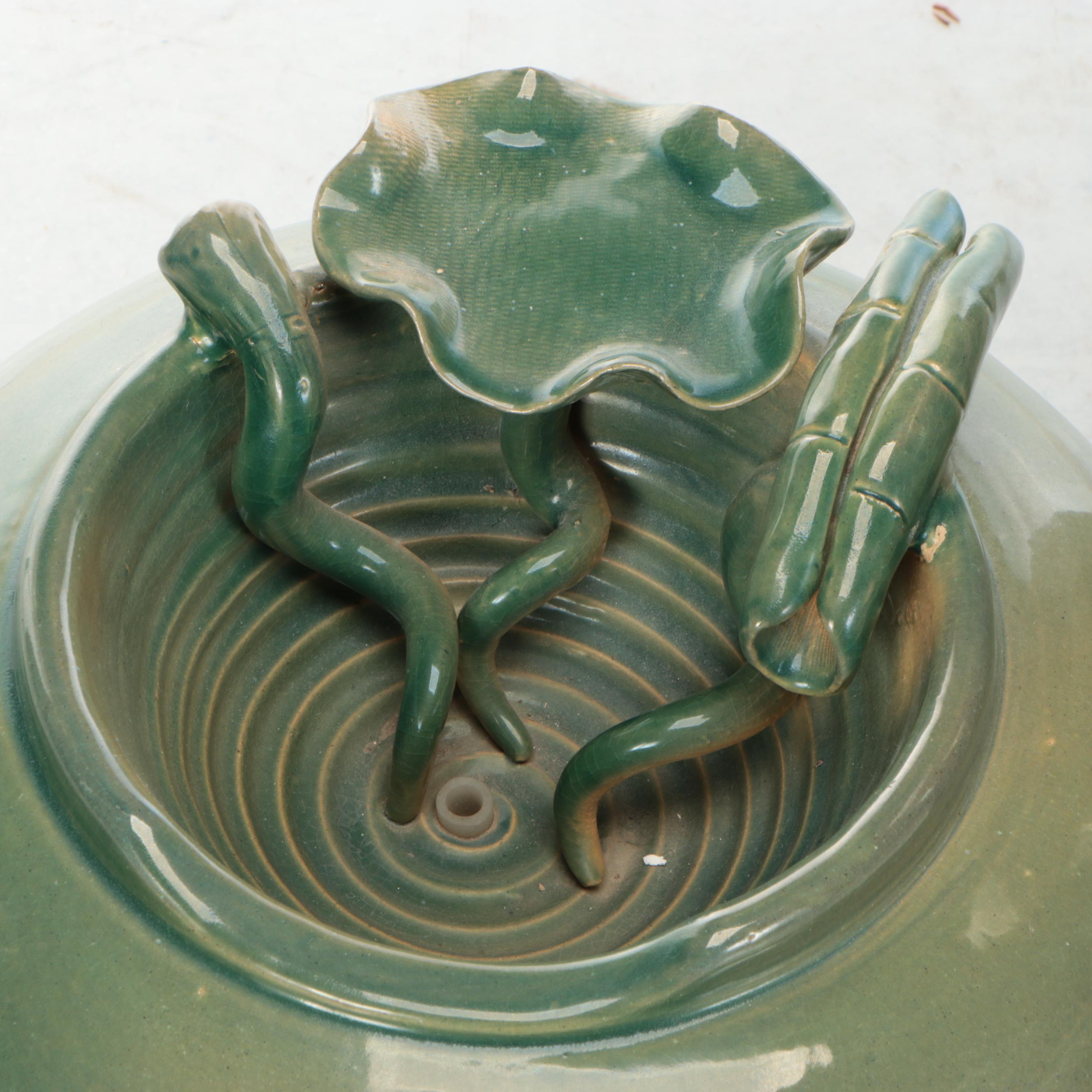 Salt Glazed Stoneware Vase with Celadon Glaze Ceramic Water Fountain