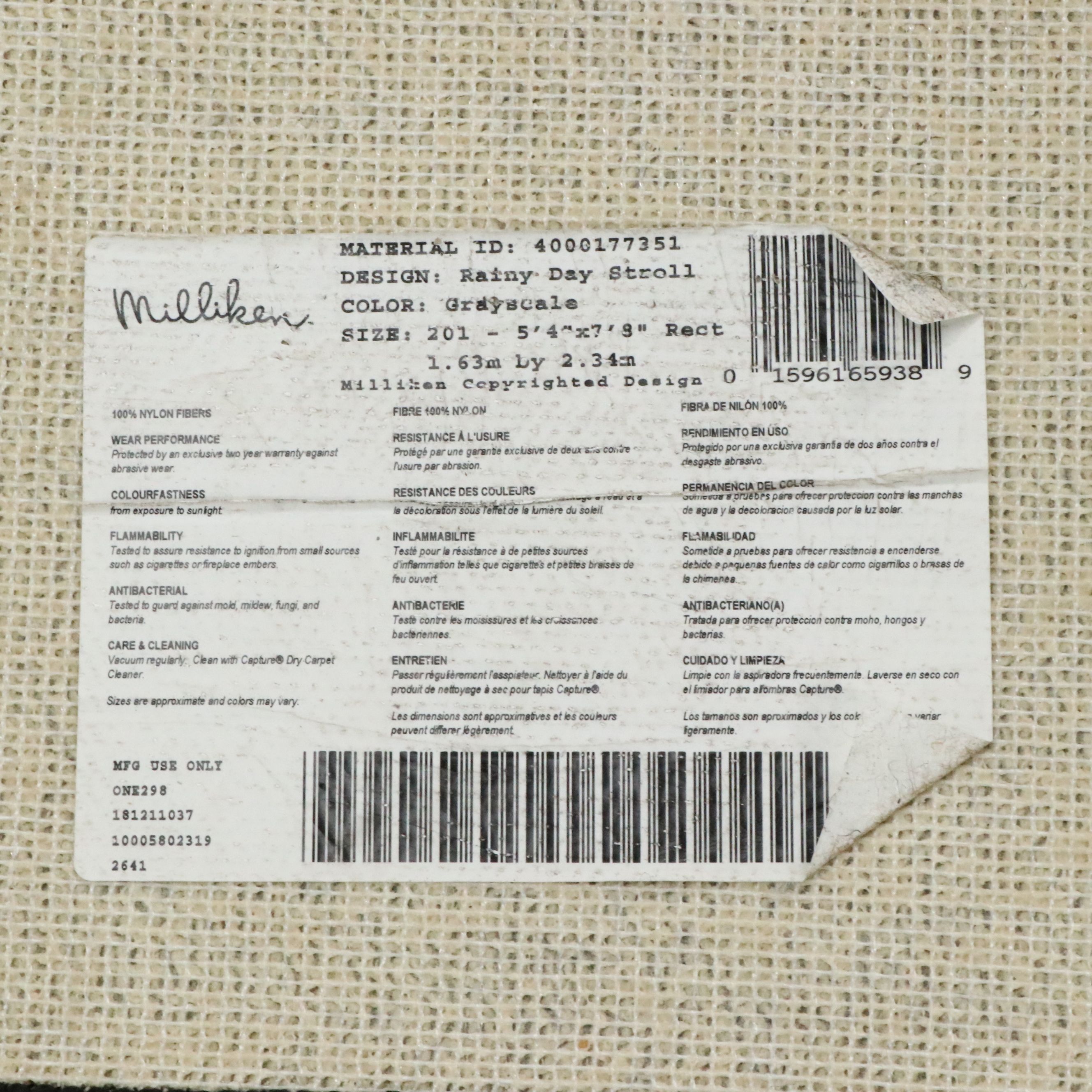 5'6 x 7'8 Machine Made Milliken "Rainy Day Stroll" Area Rug