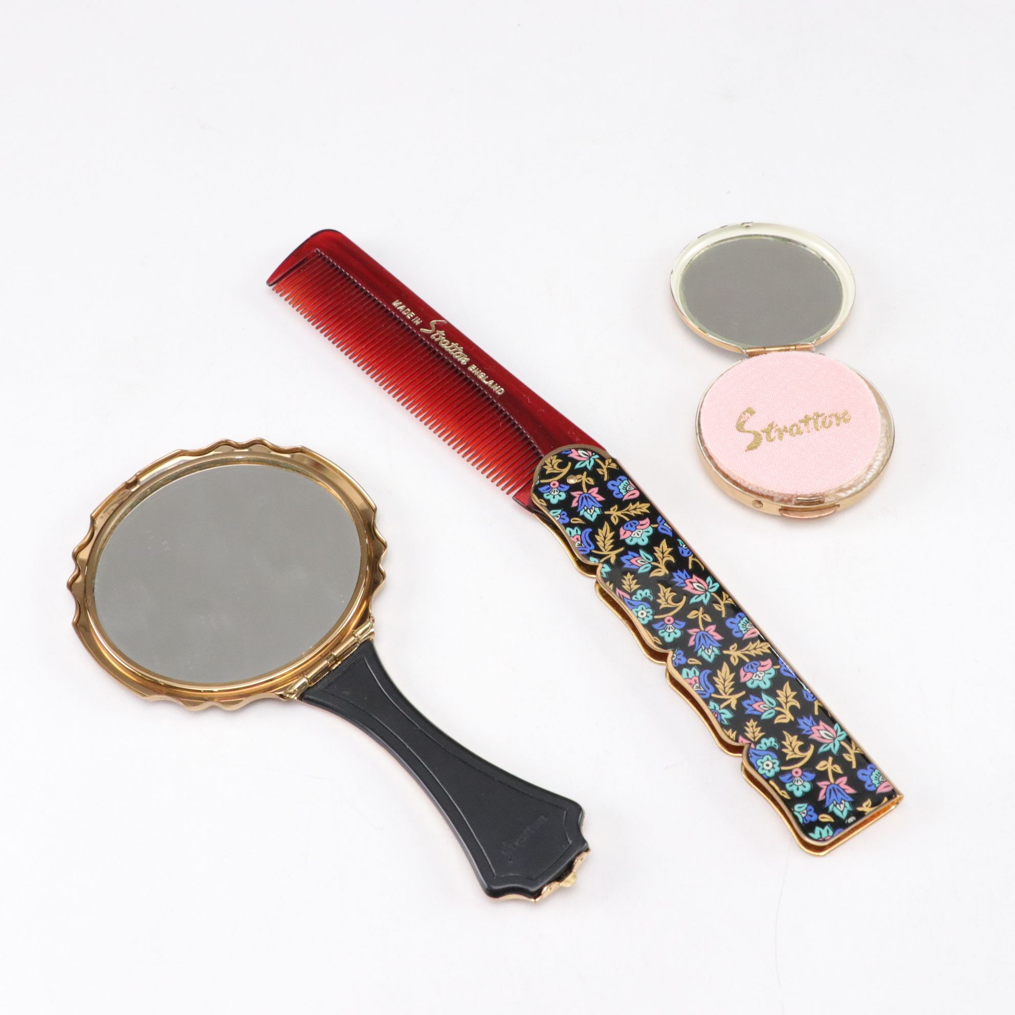 Tiffin Glass "Dancing Nymph" Vase, Stratton Compacts, Linden Alarm Clock & More