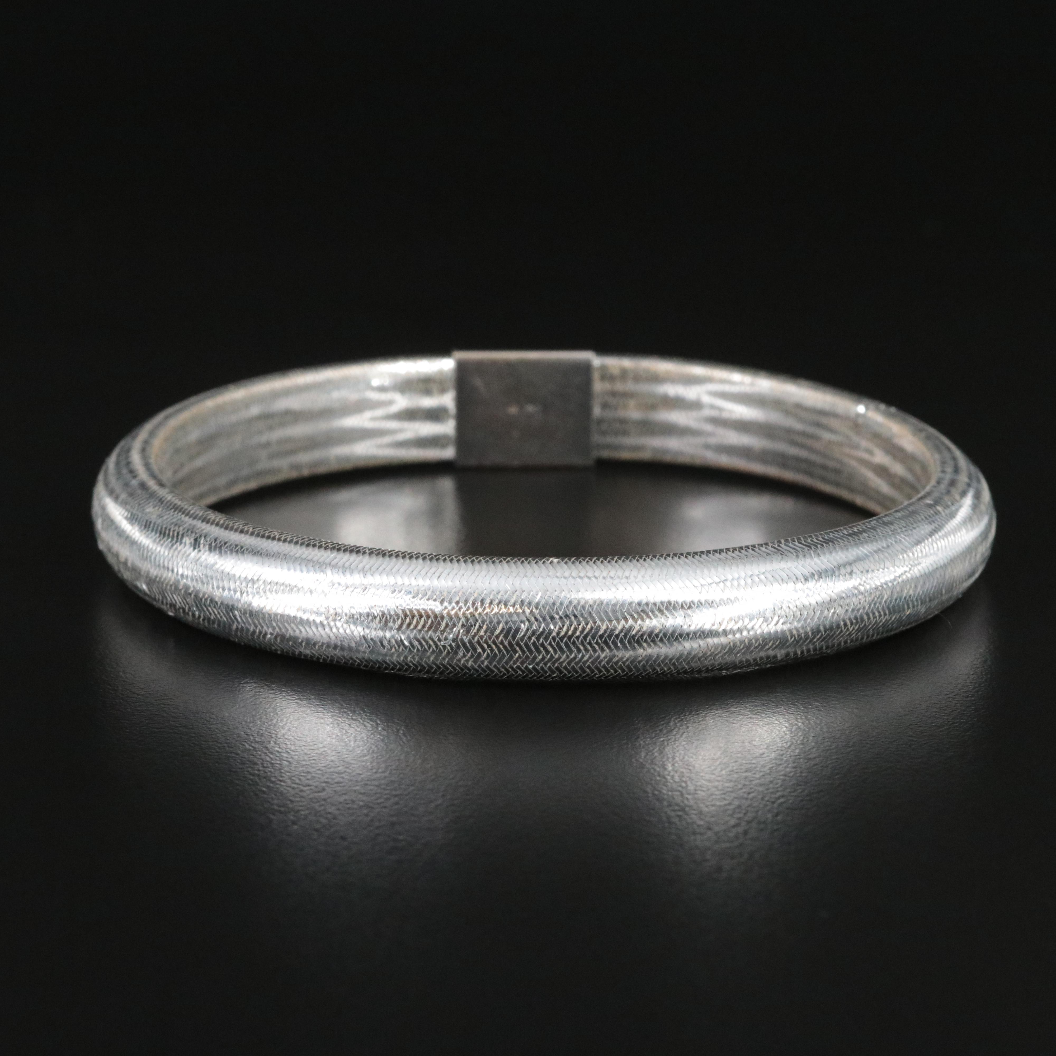 Basketweave Bangle with 14K Accent