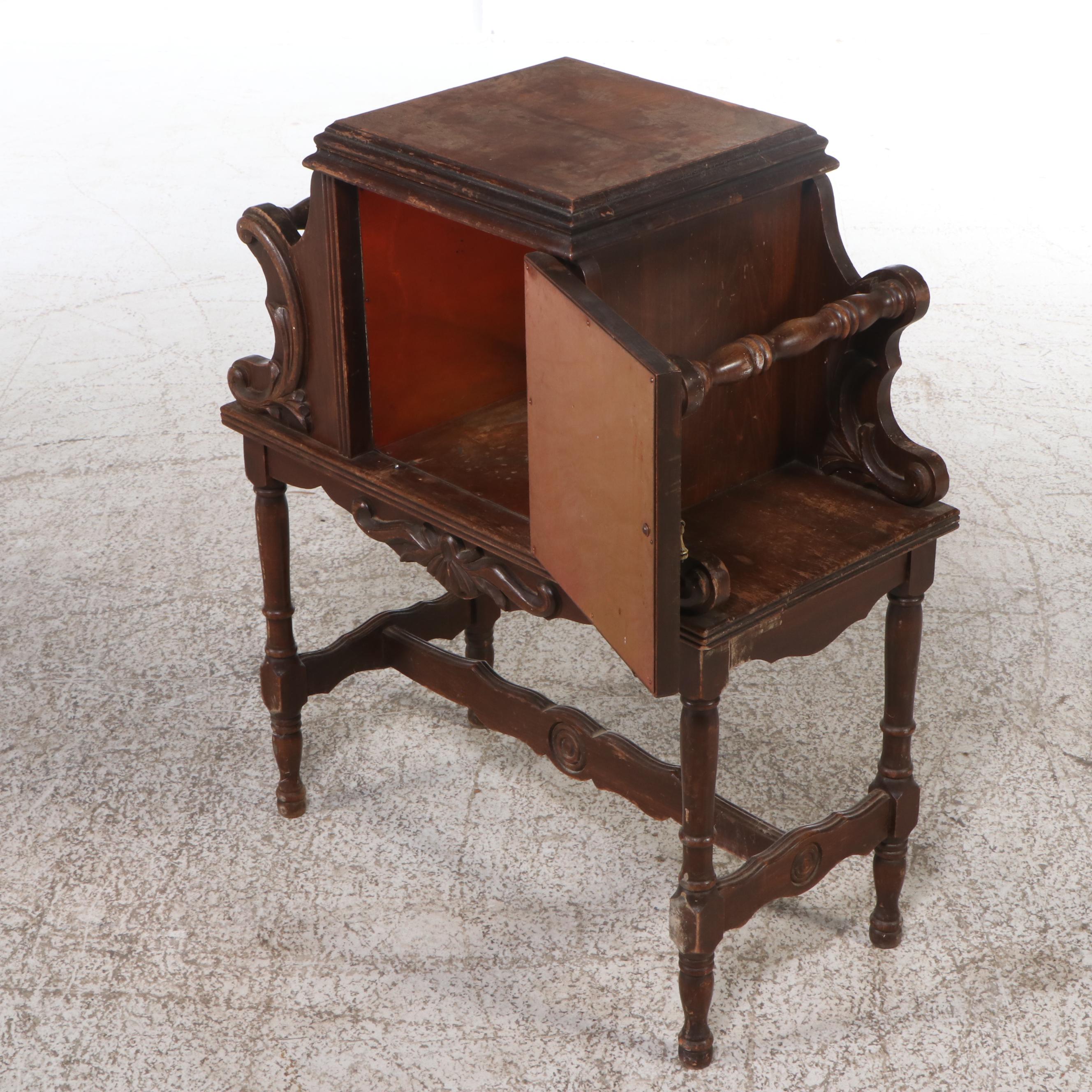 Mahogany Smoking Stand and Magazine Rack Early 20th Century