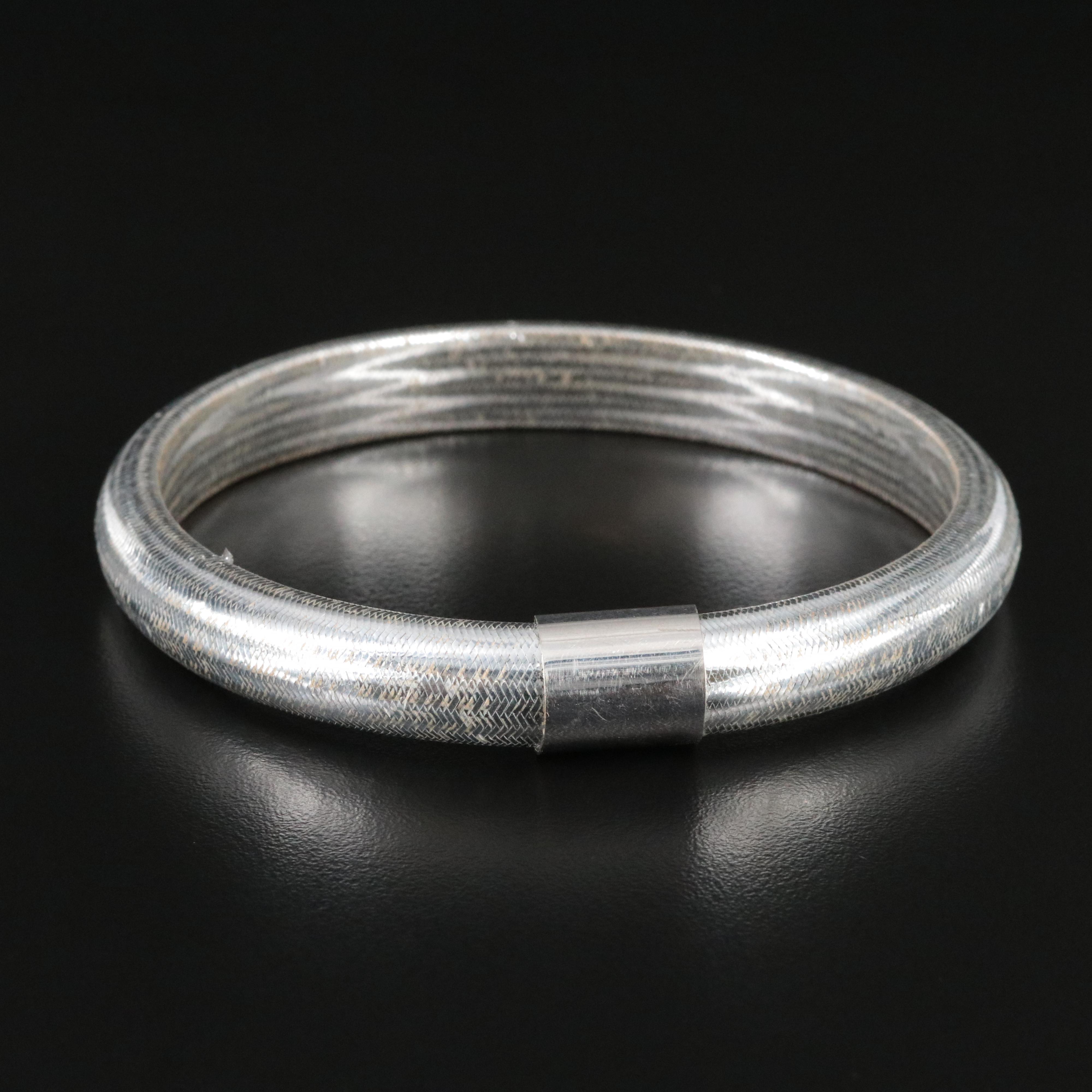 Basketweave Bangle with 14K Accent