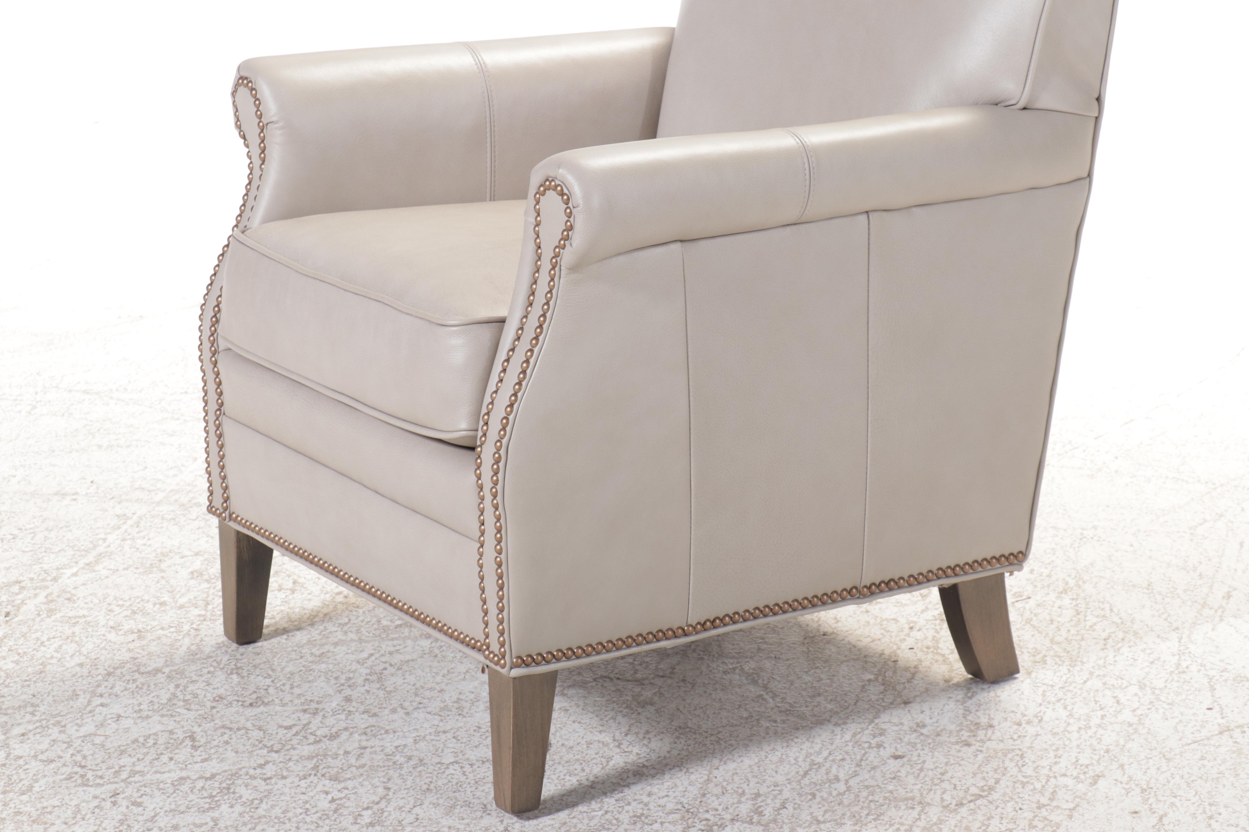 Fairfield  Leather Upholstered Armchair and Ottoman with Nailhead Trim