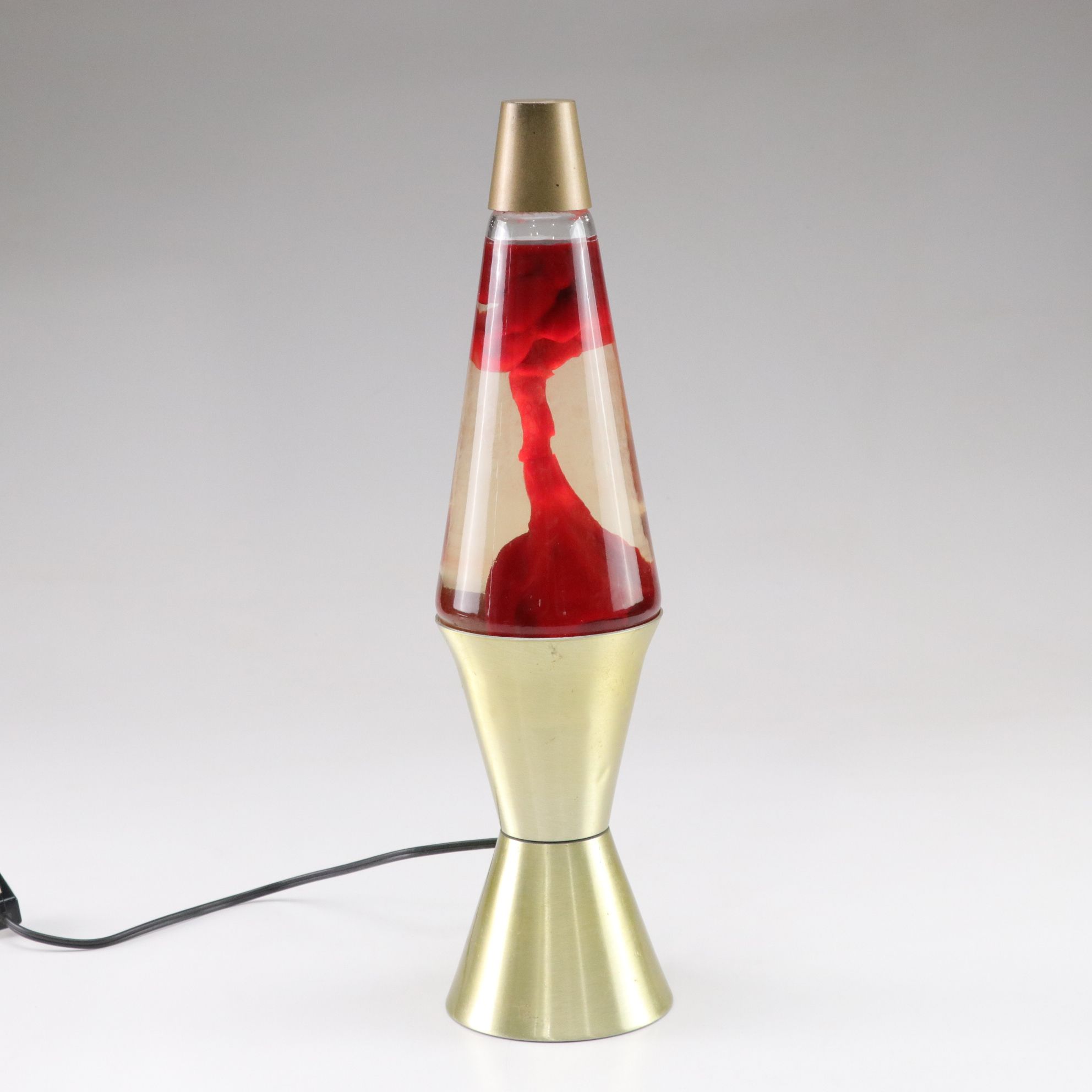 Red Lava Lamp with Gold Tone Base, Mid to Late 20th C.
